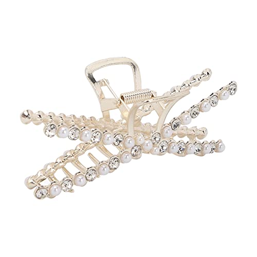 Elegant Pearl Hair Clips for Women - Champagne Rhinestone Hair Claw Clips, Non-Slip Wedding Party Hair Accessories, Mother's Day Gift for Girls & Women (Perfect for Bridal, Prom, Special Occasions & Everyday Wear)