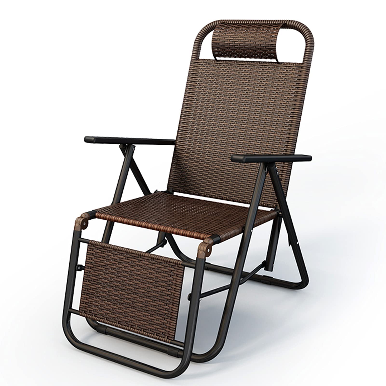 ERLAN Outdoor Wicker Rattan Recliner Chair - Foldable Adjustable Zero Gravity Lounge Chair for Patio, Lawn, Pool & Beach - Comfortable Black Rattan Furniture for Relaxing, Sunbathing & Outdoor Lounging