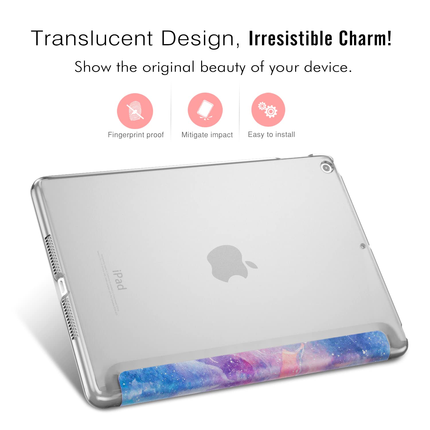 MoKo Slim Lightweight Smart Shell Stand Cover Case for iPad 9.7 5th/6th Gen (2018/2017) - Translucent Frosted Back Protector with Auto Wake/Sleep - Dreamy Nebula | Perfect for Work, School & Travel Protection
