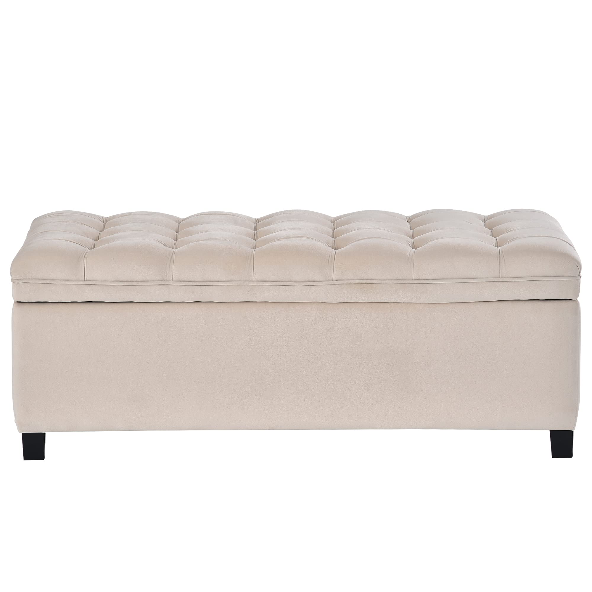 Storage Bench with Flip Top Lid - Upholstered Ottoman Stool with Padded Seat, Multi-Functional Storage Chest for Bedroom & Living Room (Beige) - Perfect for Extra Seating, Blanket Storage, and Bedroom Organization