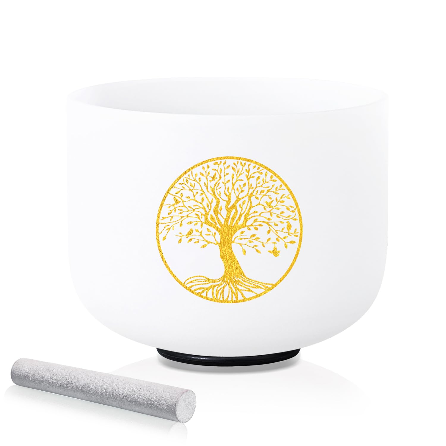 8 Inch 432Hz F Note Heart Chakra Crystal Singing Bowl - Frosted Quartz Tree of Life Sound Bowl with Suede Mallet & O-Ring for Meditation, Yoga, Reiki, Sound Therapy & Energy Healing - Perfect for Spiritual Healing, Chakra Balancing & Relaxation at Home or Studio