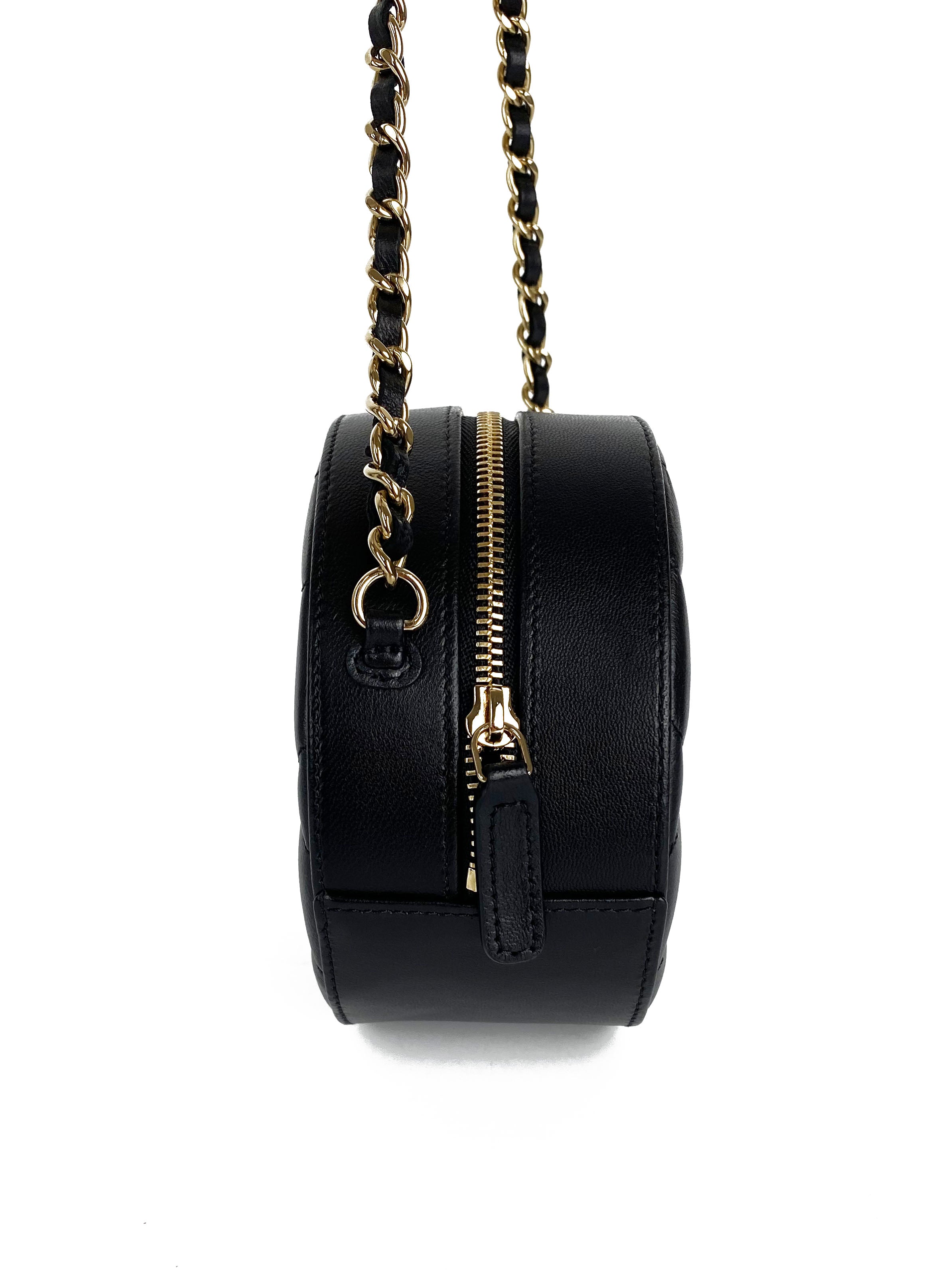 Chanel Black Leather Round Shoulder Bag with Bow - Elegant Women's Handbag for Work, Party & Evening Events | Luxury Designer Purse for Daily Use & Special Occasions