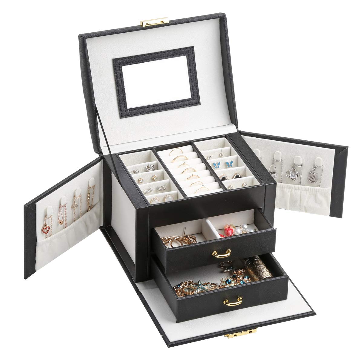 CREATOR Large Jewelry Box Organizer for Necklaces, Earrings & Rings - Pink Jewelry Cabinet with Mirror, Gift Case for Women | Perfect for Bedroom, Vanity & Travel