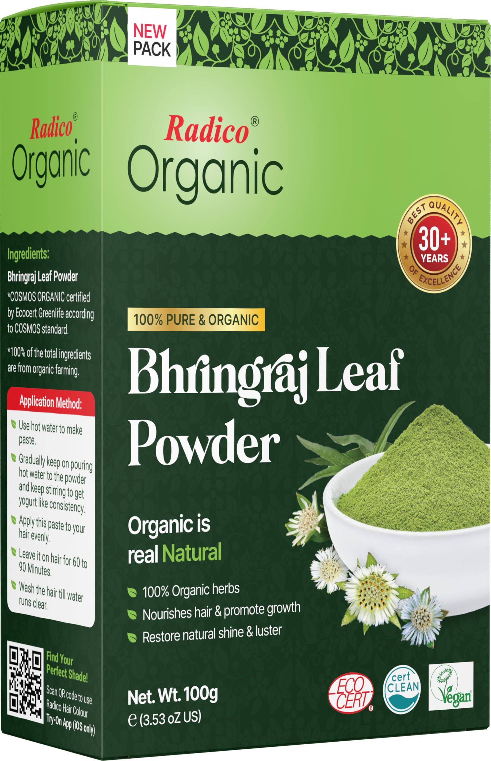 Organic Bhringraj Hair Treatment Powder - 100% Natural Herbal Remedy for Soft, Shiny, Healthy Hair | Anti-Hair Loss, Damage Repair & Nourishment | Prevents Dandruff & Thinning | 100g | Perfect for Daily Hair Care & Scalp Treatment