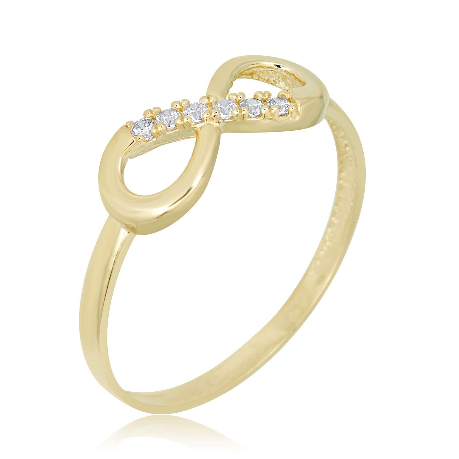 10K Gold Simulated Diamond CZ Infinity Fashion Ring for Women - Elegant Stackable Band Jewelry Gift for Anniversary, Valentine's Day & Special Occasions