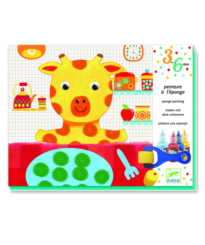 Djeco Sponge Paint Kit for Kids - Soft & Cuddly Art Set for Toddlers - Creative Painting Activity for Home, Classroom & Birthday Parties