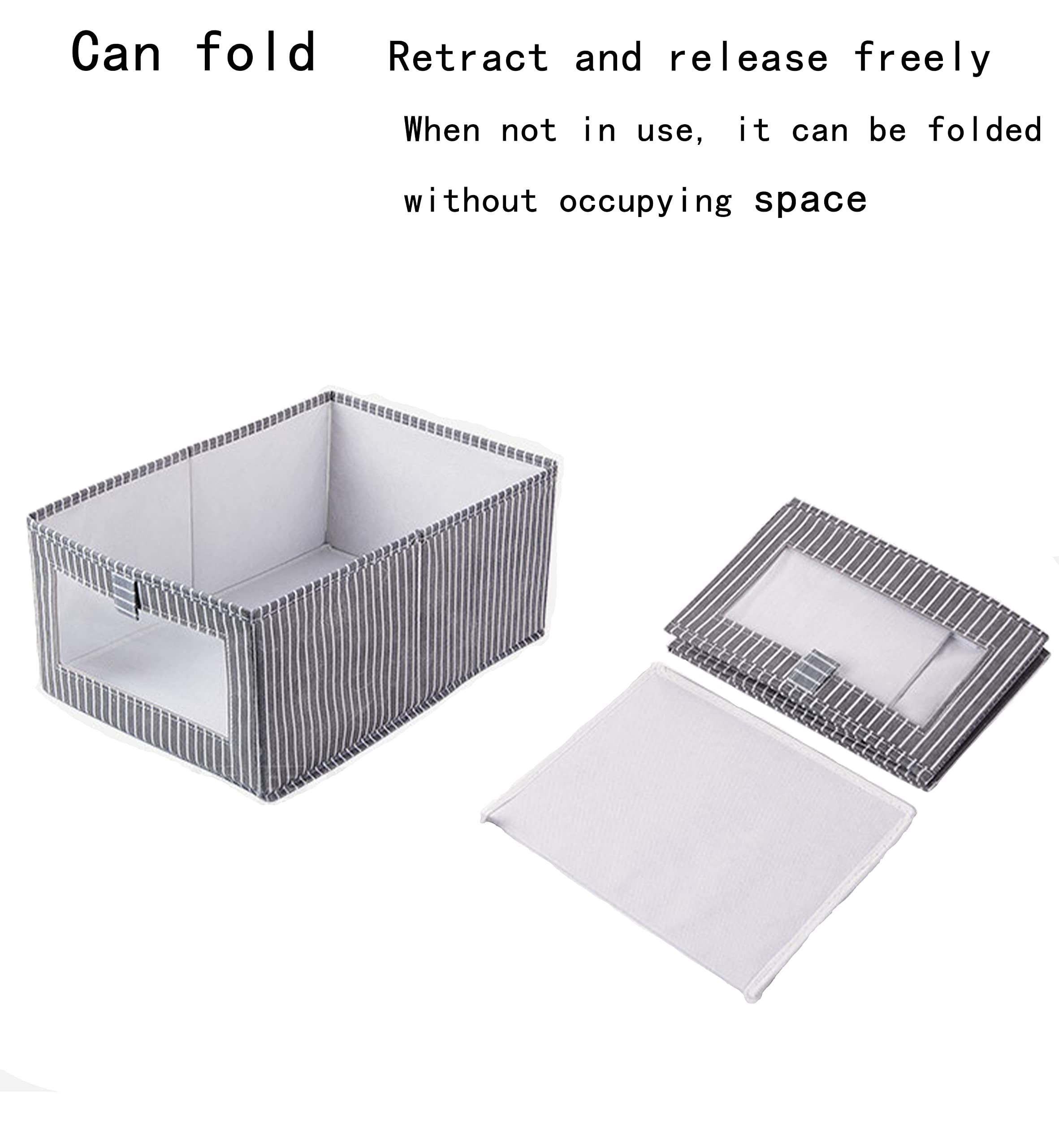 Rectangular Canvas Storage Bins for Closet & Shelves Organization - Grey Fabric Storage Baskets for Bedroom, Home Decor & Clothes Storage