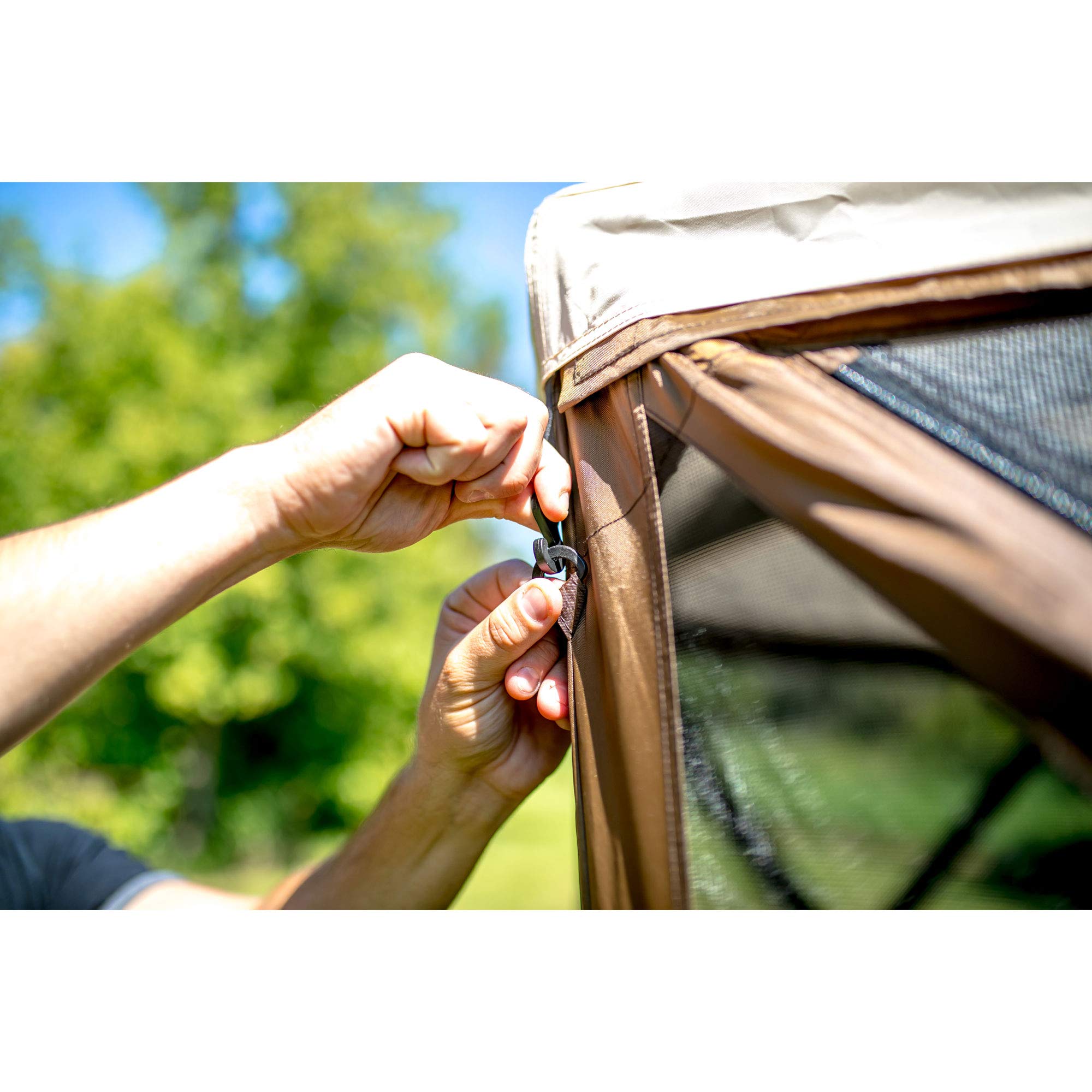 CLAM Quick-Set Outdoor Portable Gazebo Tent - Lightweight Screened Canopy with Rain Fly & Carry Bag for Camping, Backyard, Beach (Tan Cover Only) - Perfect for Picnics, Patio Parties & Outdoor Relaxation