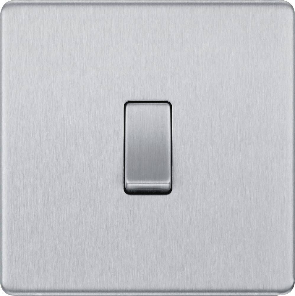 BG Nexus Screwless Brushed Steel Intermediate Light Switch FBS13 - Modern Home Lighting Control for Hallways & Staircases