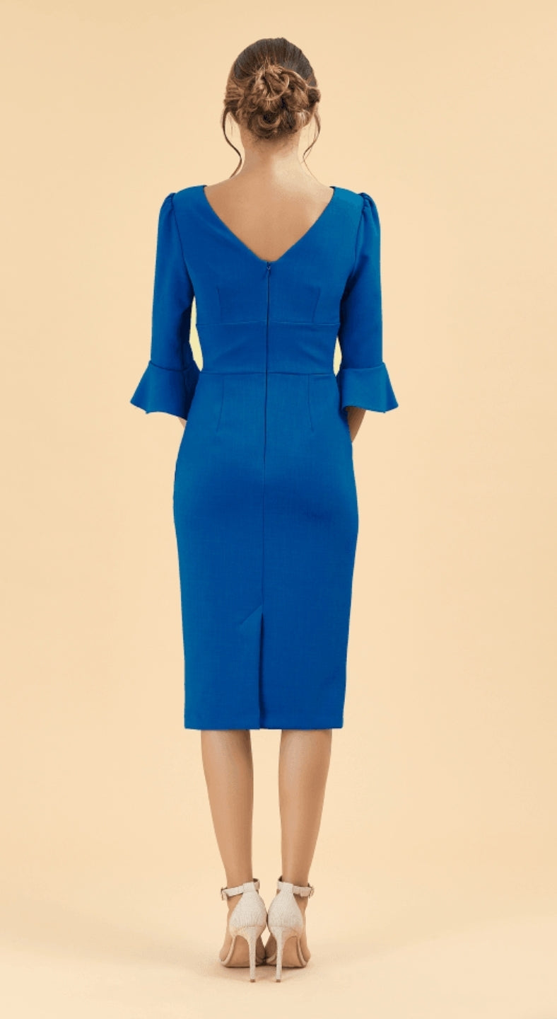Odelle Pencil Dress in Cobalt Blue - Slim Fit Office Work Dress for Women | Perfect for Business Attire, Cocktail Parties & Formal Events