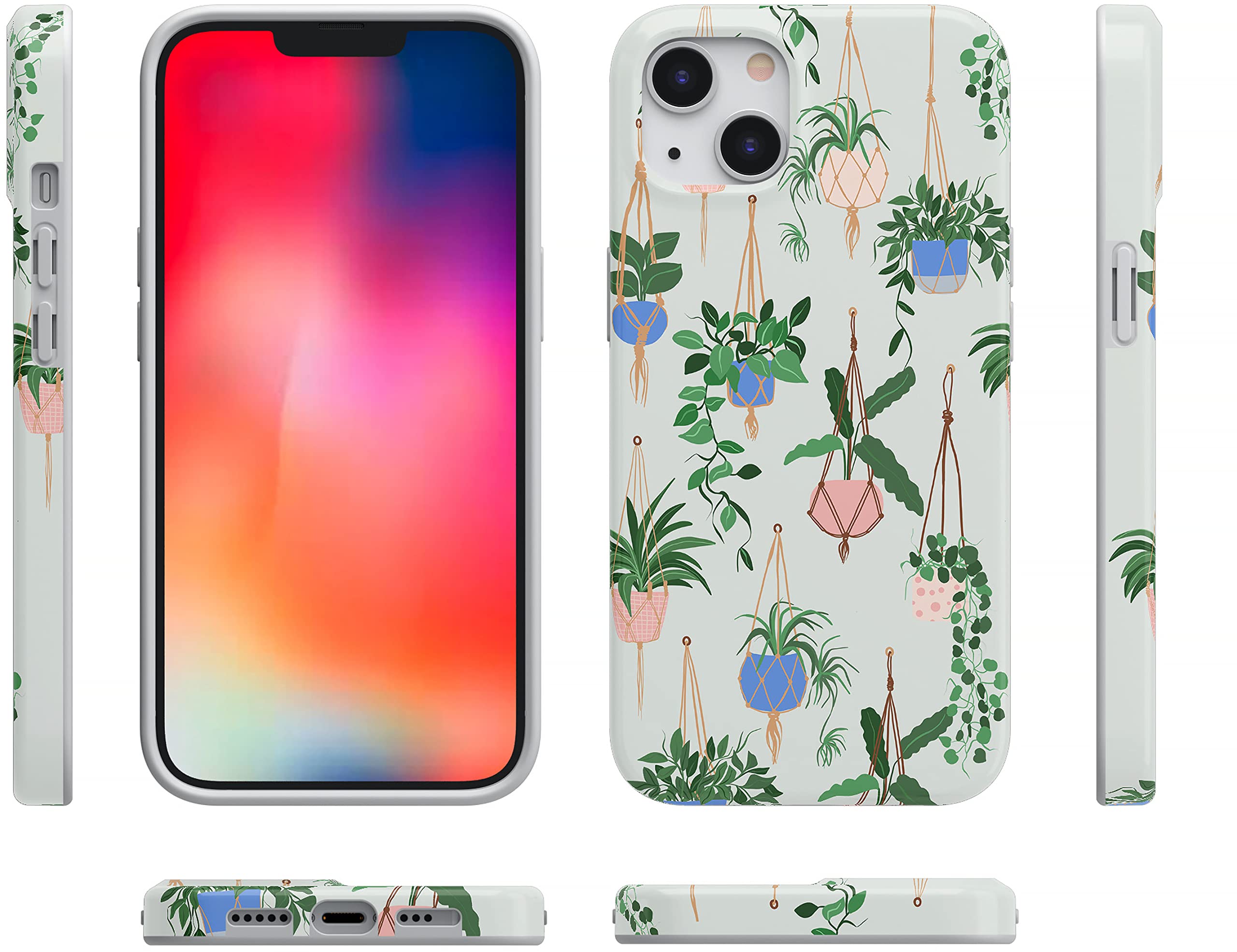Casely iPhone 13 Case with MagSafe Compatibility - Cute Hanging Potted Plants Design Protective Phone Cover for Women & Girls - Perfect for Everyday Use, Travel, and Gift Giving
