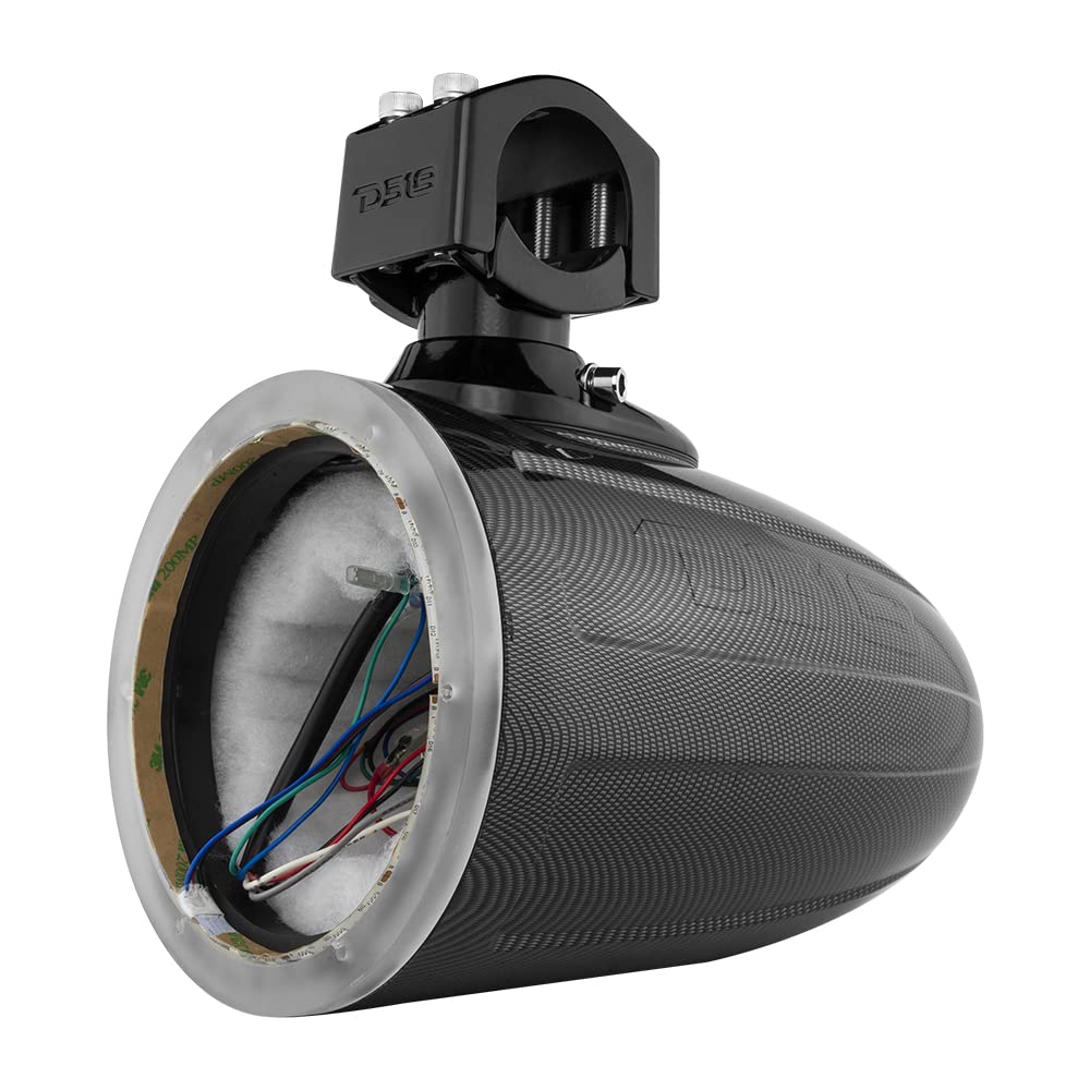 DS18 CF-X6TP.NS 6.5 Inch Marine Tower Speaker Pod with RGB LED Lights - Carbon Fiber Design for Boats & Yachts - Waterproof Audio Enclosure for Outdoor Marine Entertainment Systems