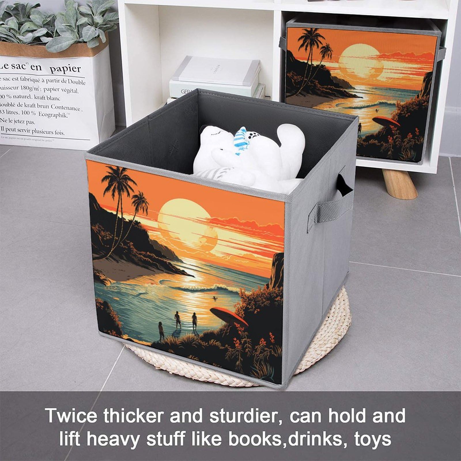 6-Pack Collapsible Storage Bins with Handles - Space Saving Foldable Storage Containers for Home Organization | Perfect for Shelves, Closets & Pantry Organization (Endless Summer Print)