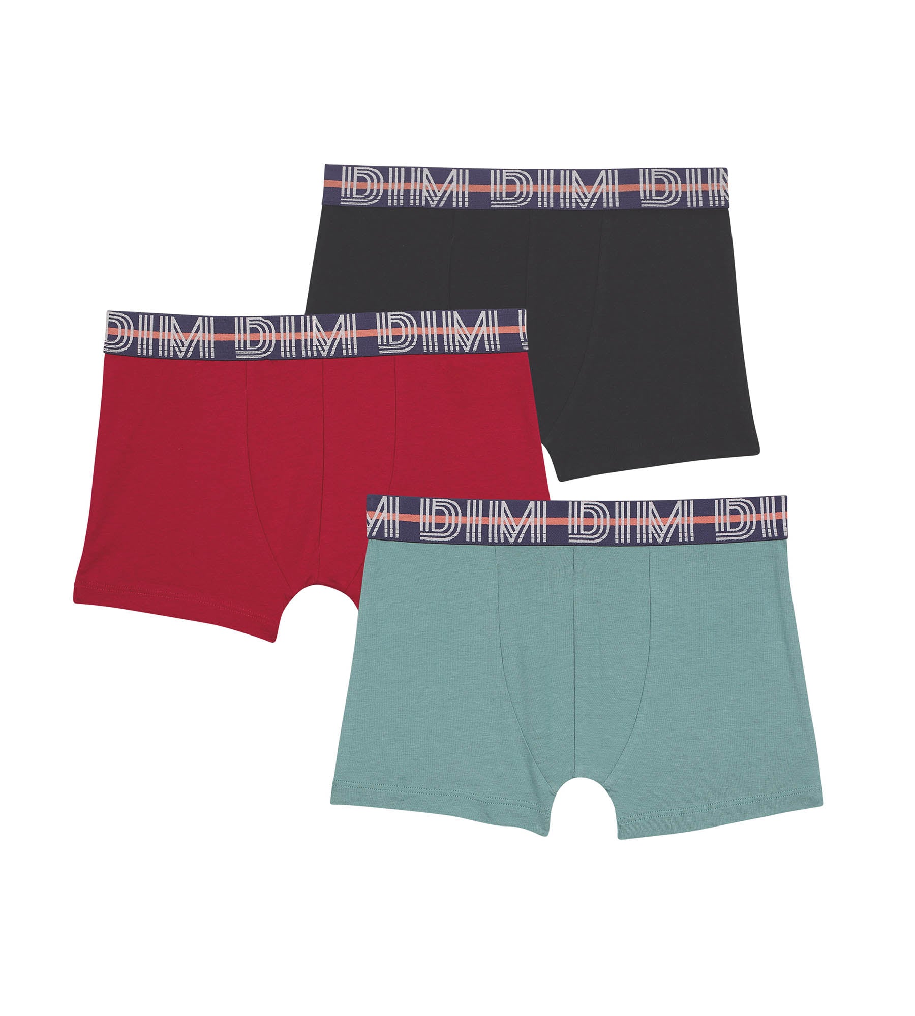 3 Pack Boys' Cotton Stretch Boxer Briefs - Red, Blue, Green | EcoDim Classic Underwear for Kids | Comfortable Daily Wear, School & Sports Activities
