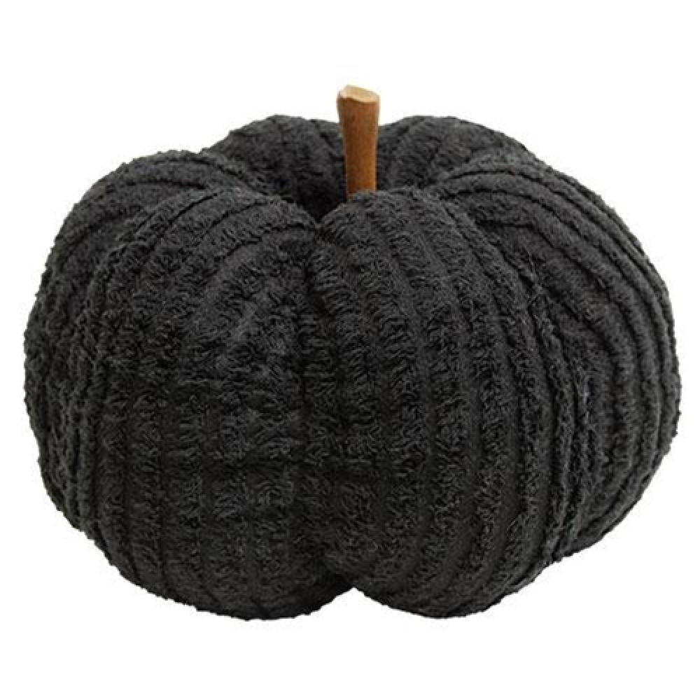 Soft Black Chenille Stuffed Pumpkin Plush Toy - 4.5 Inch Cute Fall Decor for Home, Nursery, Halloween & Thanksgiving Decorations