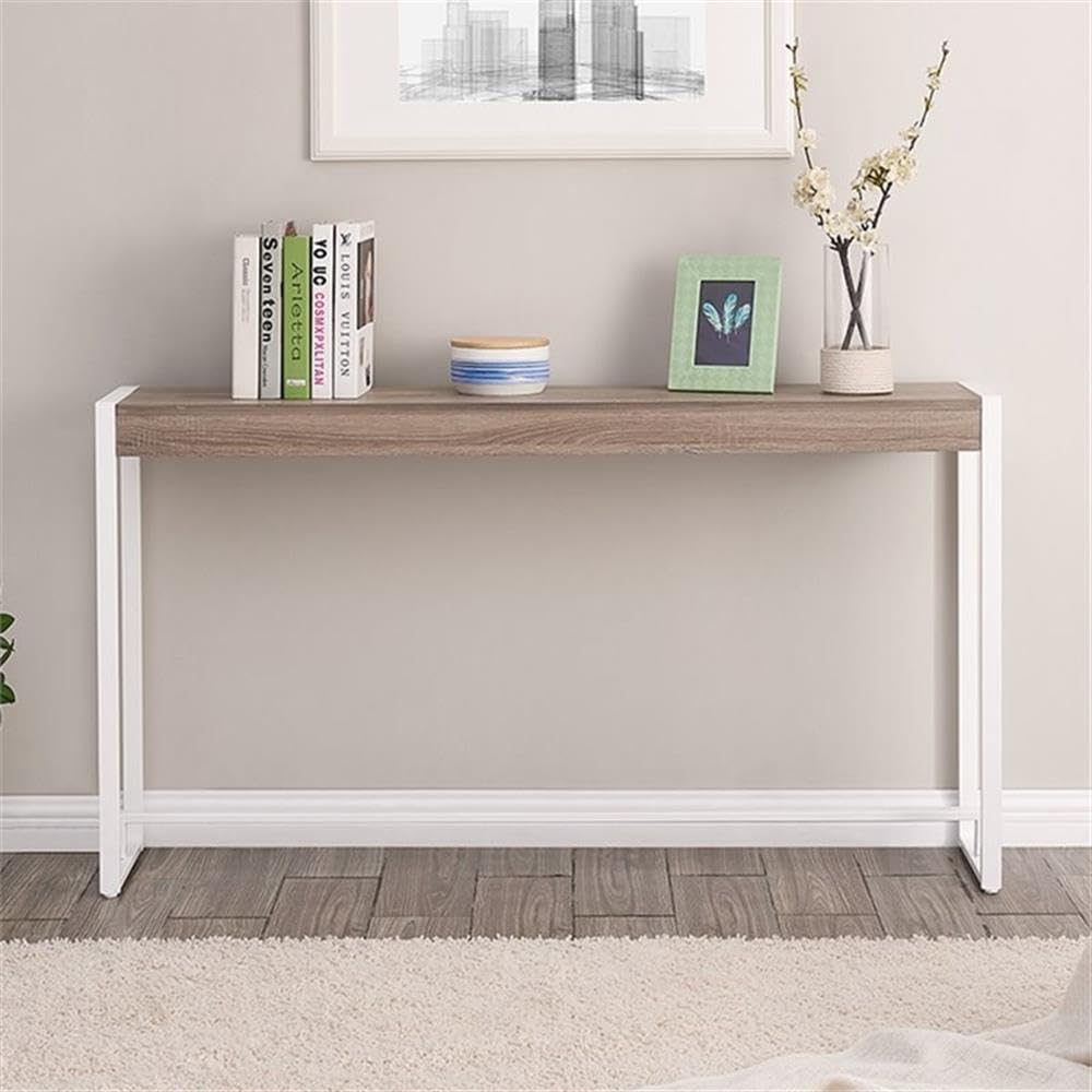 Modern Console Table with Sleek Design - Macen Entryway Sofa Table in Brown & White - Perfect for Hallway, Living Room, or Bedroom Decor
