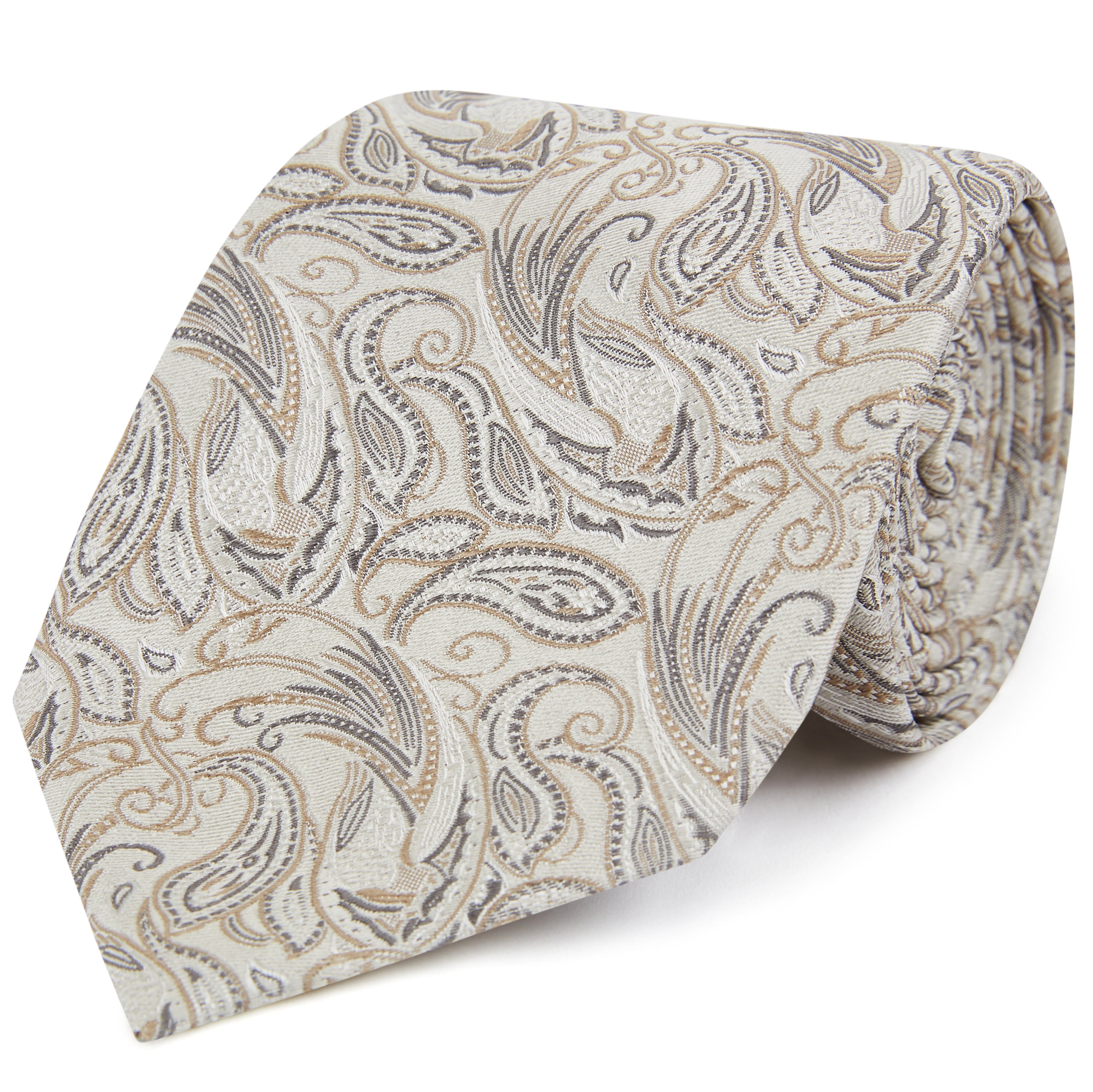 Handwoven Ivory Pheasant Silk Necktie for Men - Elegant Formal & Business Attire Accessory for Weddings, Office & Special Occasions