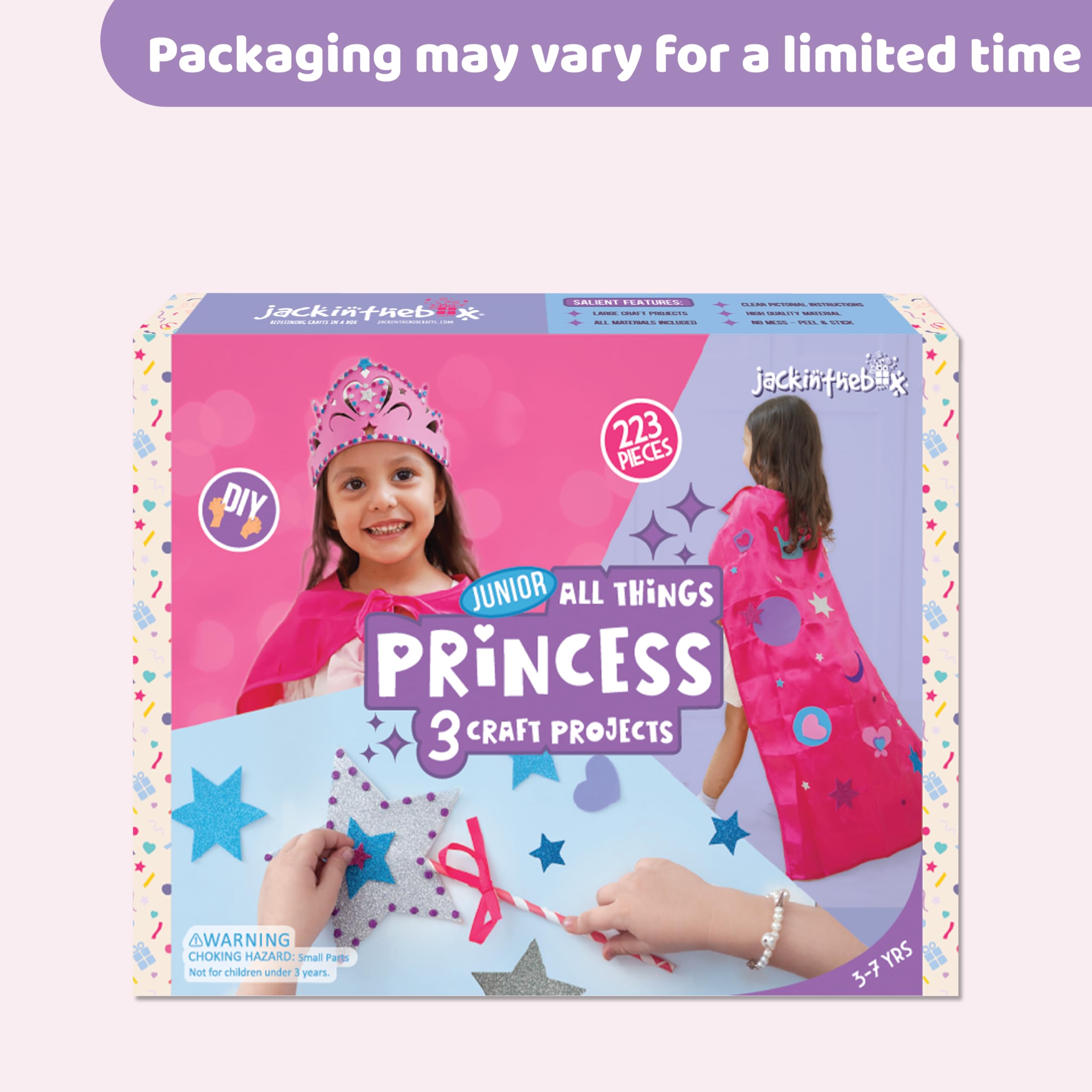 Princess Themed Arts and Crafts Kit for Girls - DIY Cape, Tiara & Wand Set | Best Birthday Gift for Ages 5-8 | 3-in-1 Creative Craft Projects | Perfect for Dress-Up, Pretend Play & Party Favors