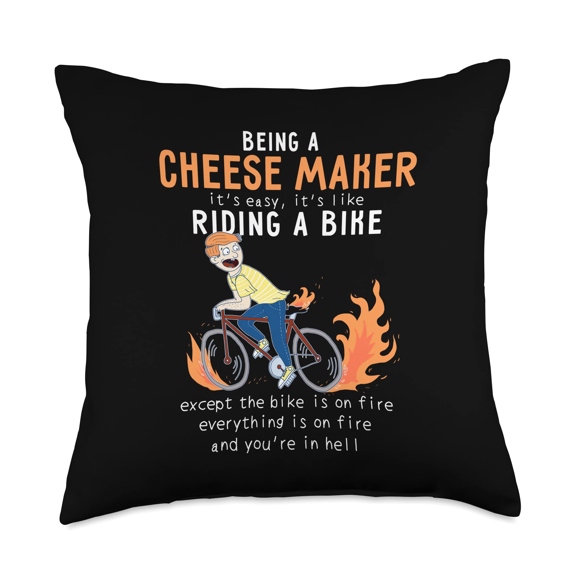 Funny Cheese Maker Like Riding Bike Cyclist Throw Pillow - Cute Cycling Enthusiast Gift for Home Decor, Sofa, Bed, Office