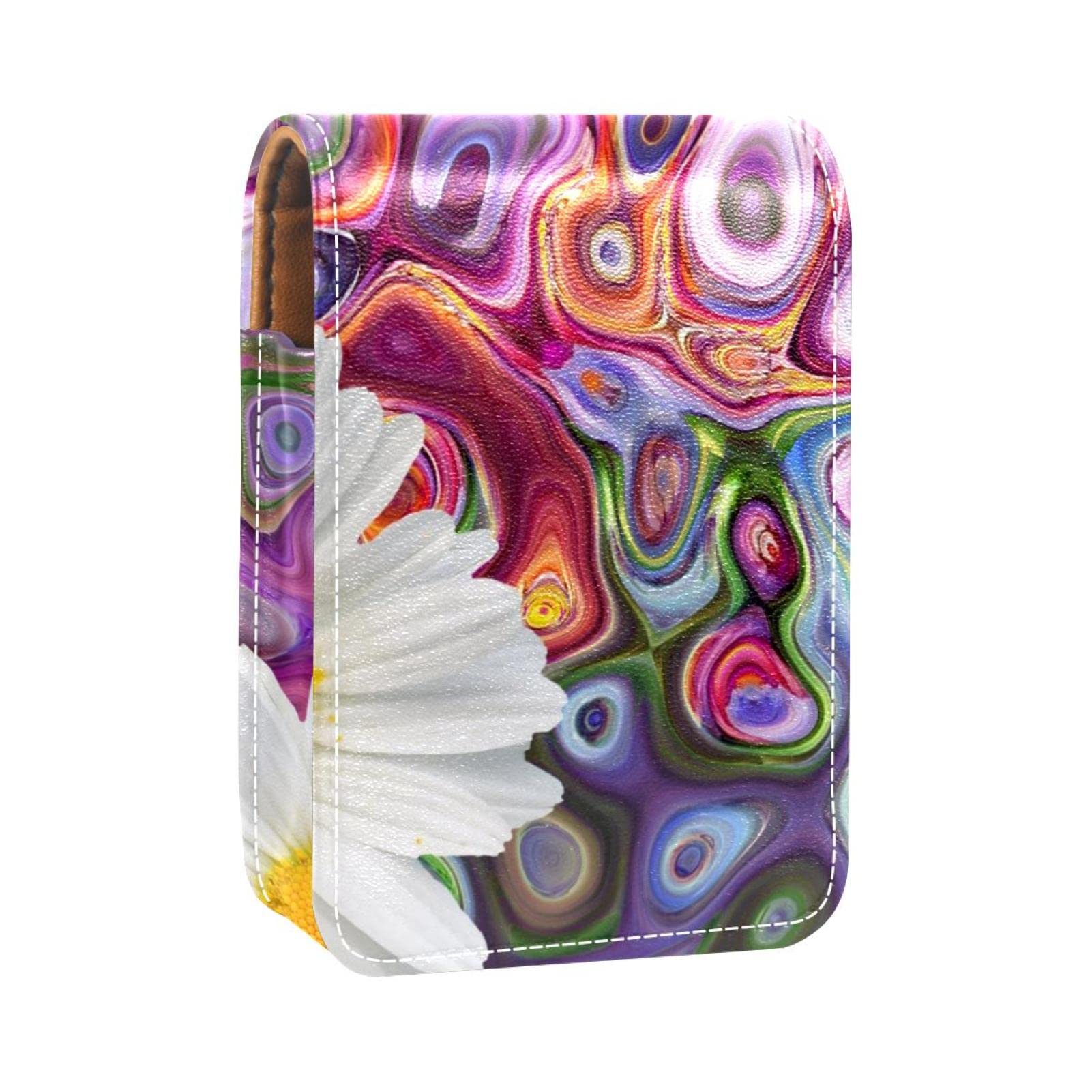 Personalized Lipstick Case - Portable Makeup Bag & Cosmetic Pouch Organizer with Daisy Flower Design - Perfect for Travel, Home Storage & Gift Giving
