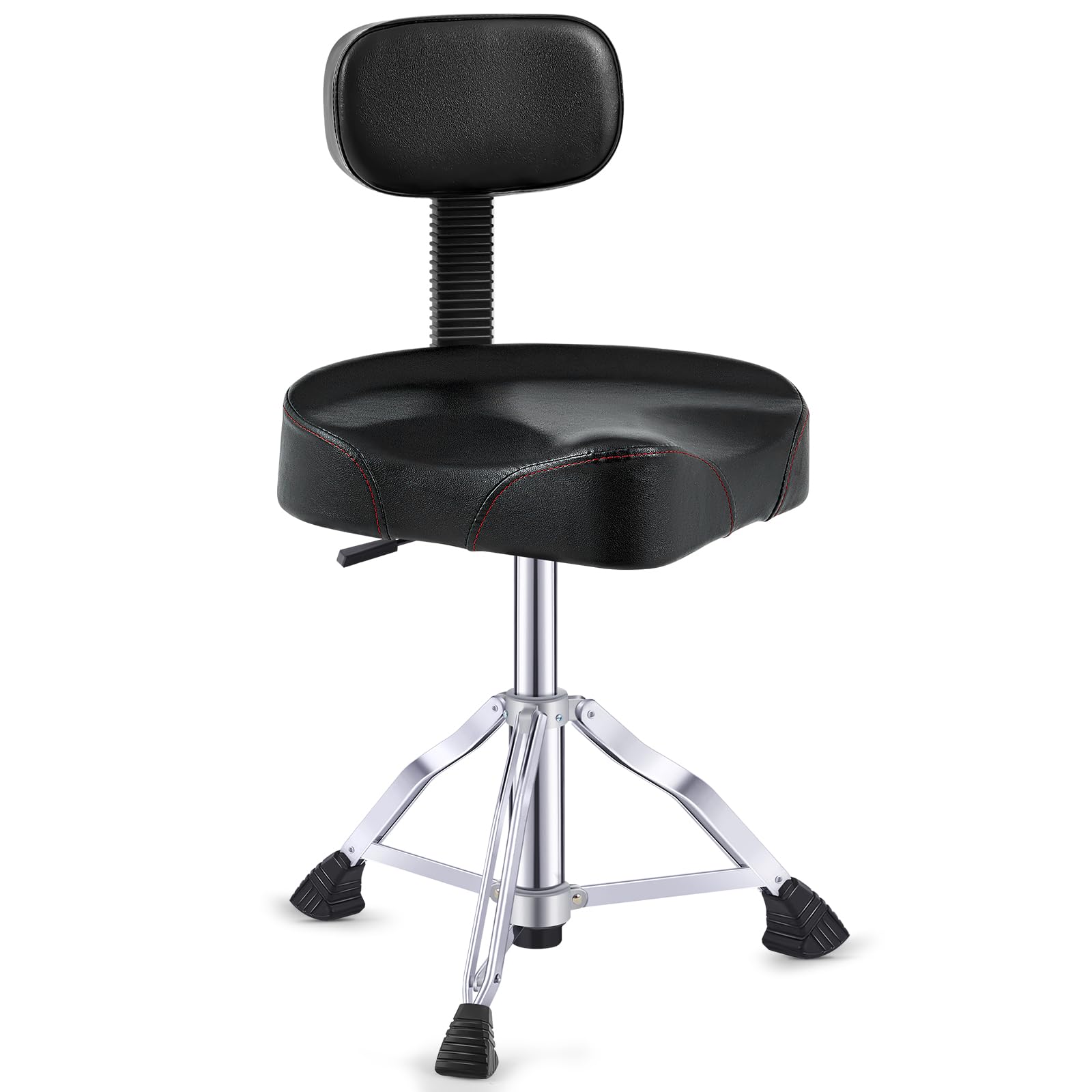 **Sintuff Adjustable Hydraulic Drum Throne with Backrest - Padded Memory Foam Seat, Stable Bass Design for Drummers & Guitarists - Perfect for Home Studios, Live Gigs & Practice Sessions (Black, Classic)**