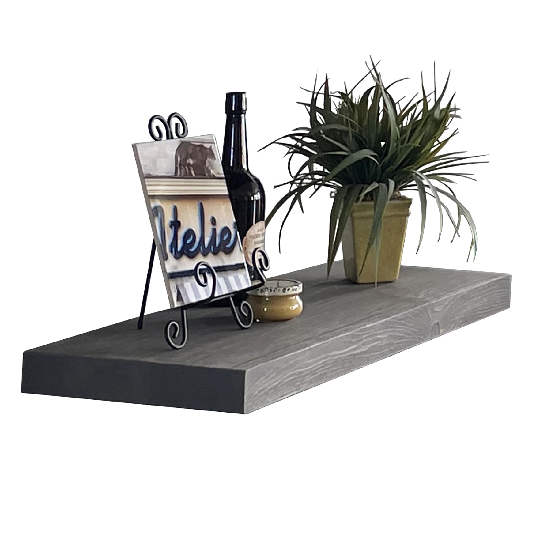 Joel's Antiques - 30 Inch Natural Wood Floating Wall Shelves - Heavy Duty Rustic Shelf for Bedroom, Living Room & Kitchen - Gray Wooden Shelf (30x12x2 Inches) - Perfect for Displaying Books, Photos & Home Decor