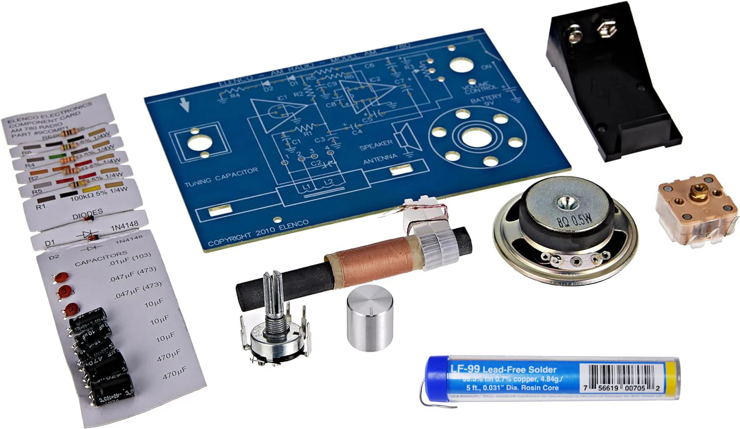Elenco Two IC AM Radio Kit - DIY Soldering Project for Beginners, AM 780K Frequency | STEM Learning, Electronics Hobby, Educational Gift for Teens & Adults