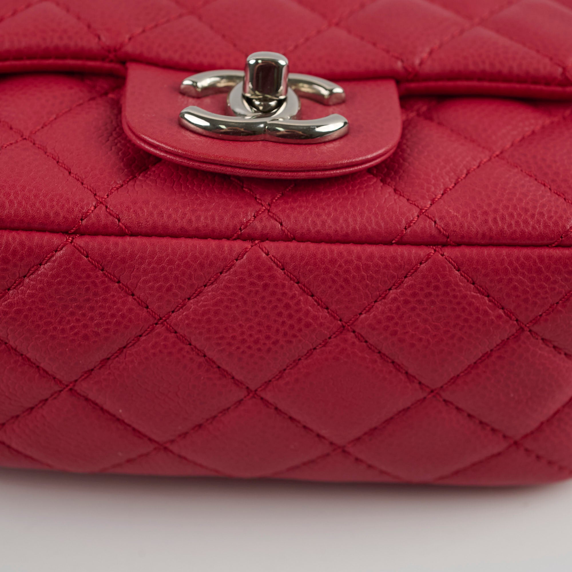 Chanel Caviar Leather Mini Square Flap Bag in Red - Perfect for Evening Parties, Date Nights & Luxury Fashion Accessories
