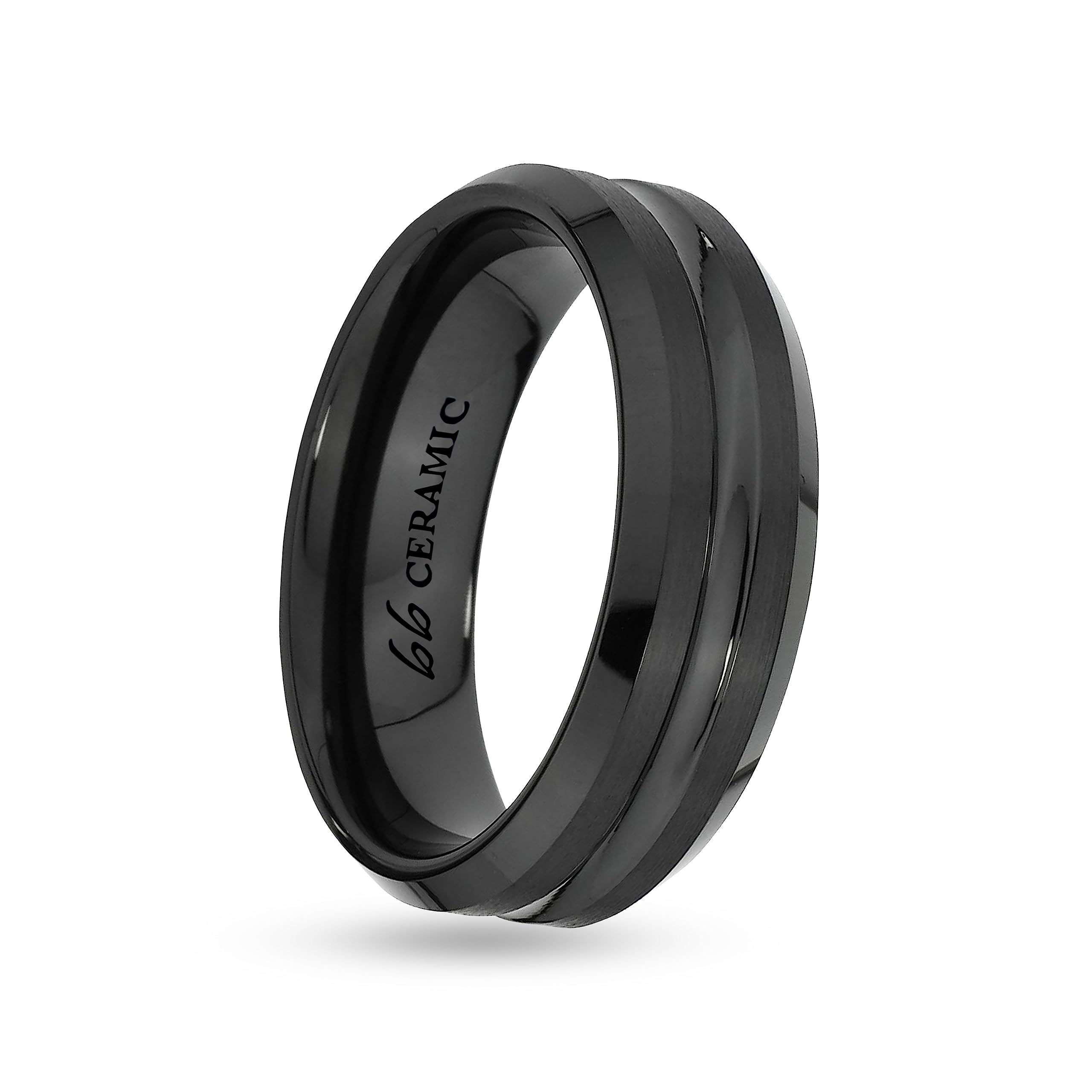 Boston Bay Diamonds Black Ceramic Comfort Fit Wedding Band for Men & Women - 6mm, 7mm, 8mm Width Options - Stylish Unisex Ring for Everyday Wear, Anniversary Gift & Fashion Jewelry