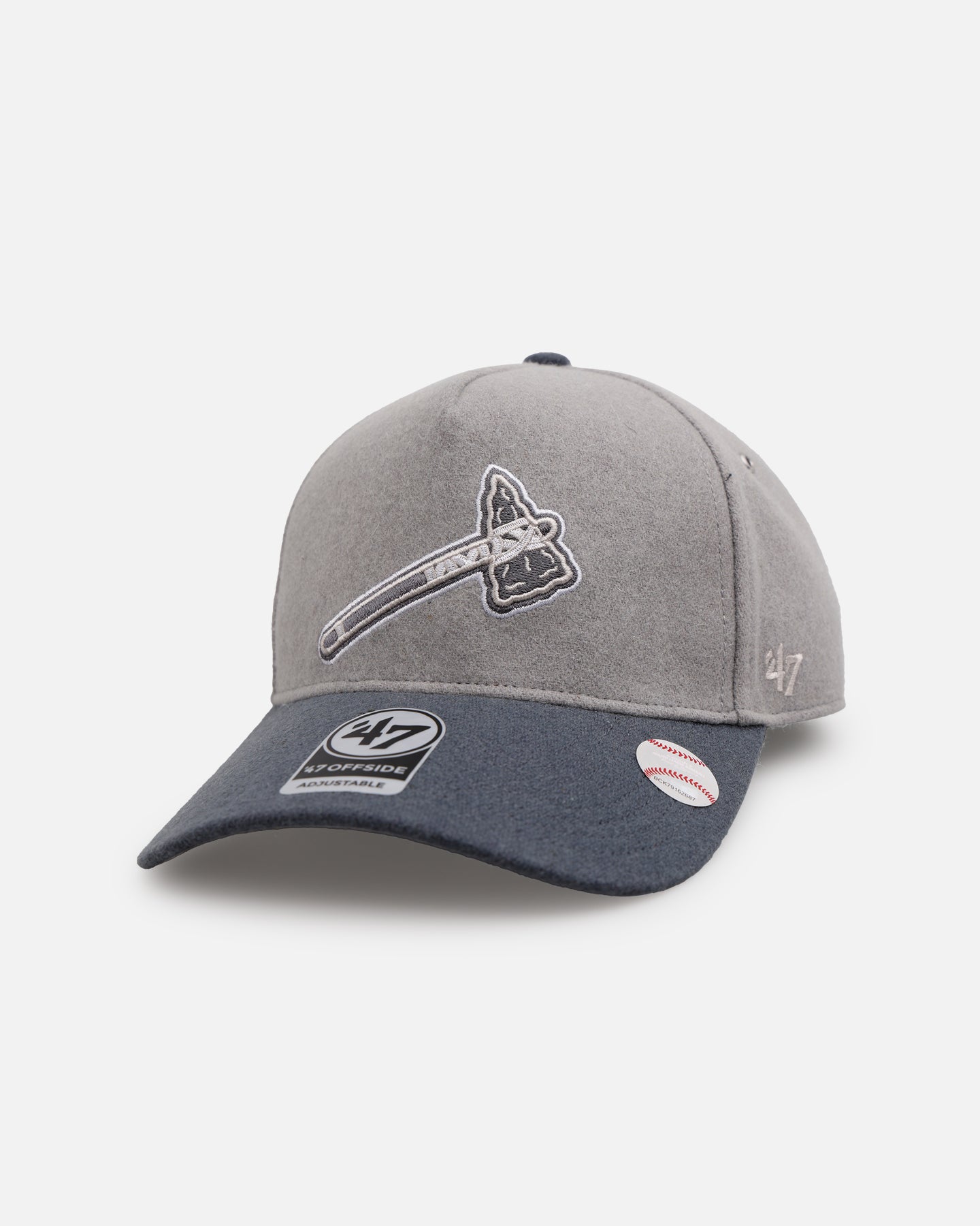 47 Brand Atlanta Braves 'Shades Of Gray' Snapback Hat - Adjustable 47 Offside Cement Baseball Cap for Men & Women - Perfect for Sports Games, Casual Wear & Fan Collections