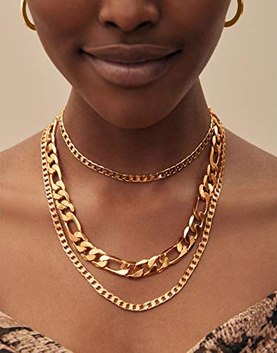 Denifery Punk Cuban Link Chain Choker Necklace - Chunky Gold Curb Chain Layered Clavicle Necklace for Women & Girls | Hip Hop Jewelry Accessories for Party, Concert & Streetwear Fashion