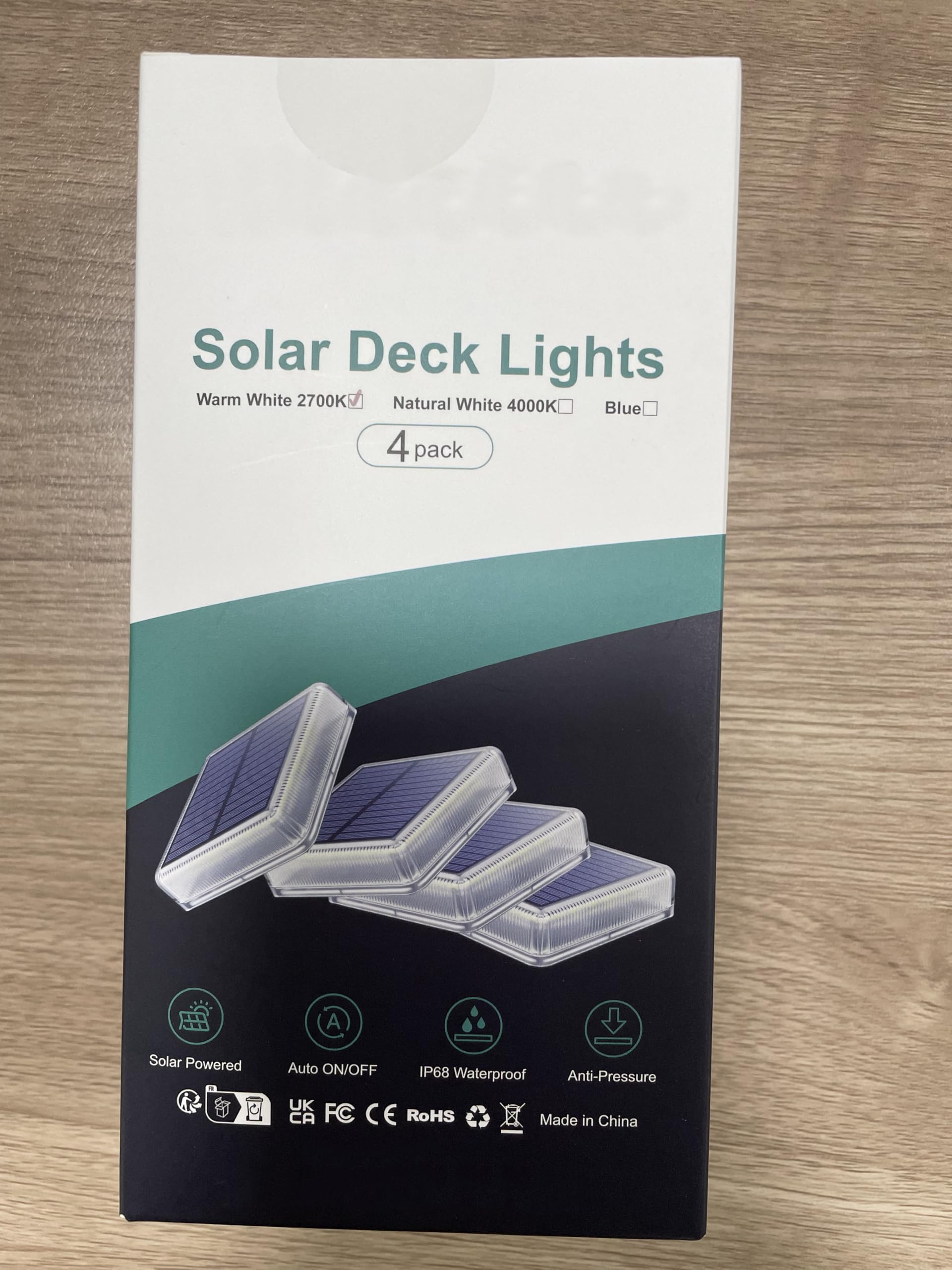 Solar Powered Deck Lights Outdoor Waterproof - 4 Pack Warm White Solar Stair & Step Lights with Auto ON/Off - Perfect for Garden, Patio, Pathway, Walkway, Driveway Lighting at Night