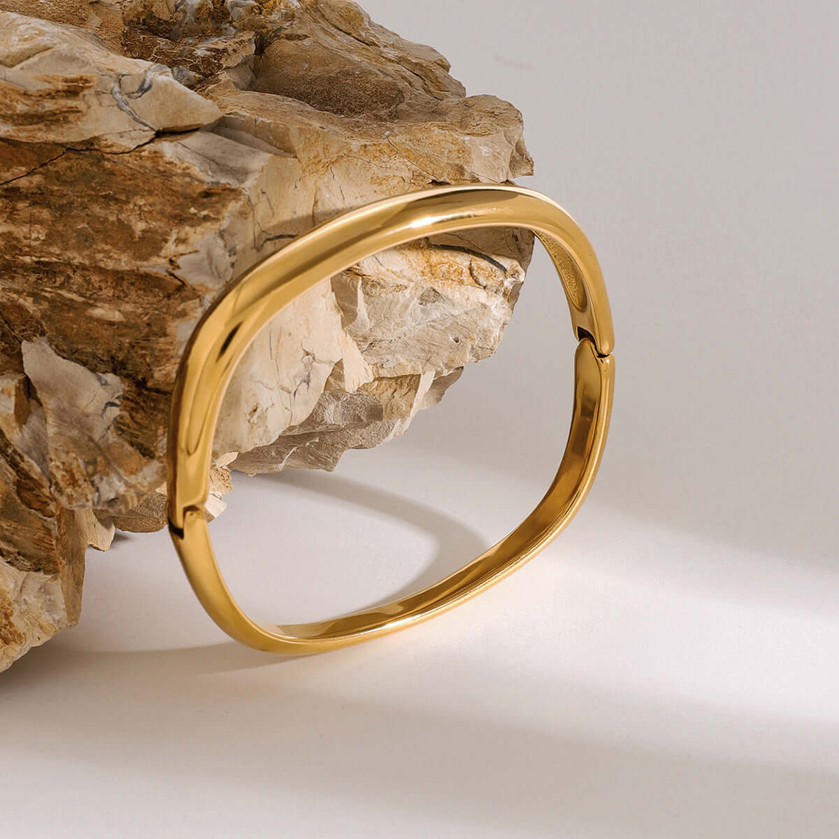 Minimalist Square Plain Buckle Bangle Bracelet for Women - Simple Elegant Gold Silver Jewelry Gift | JDB033 | Perfect for Everyday Wear, Office & Special Occasions