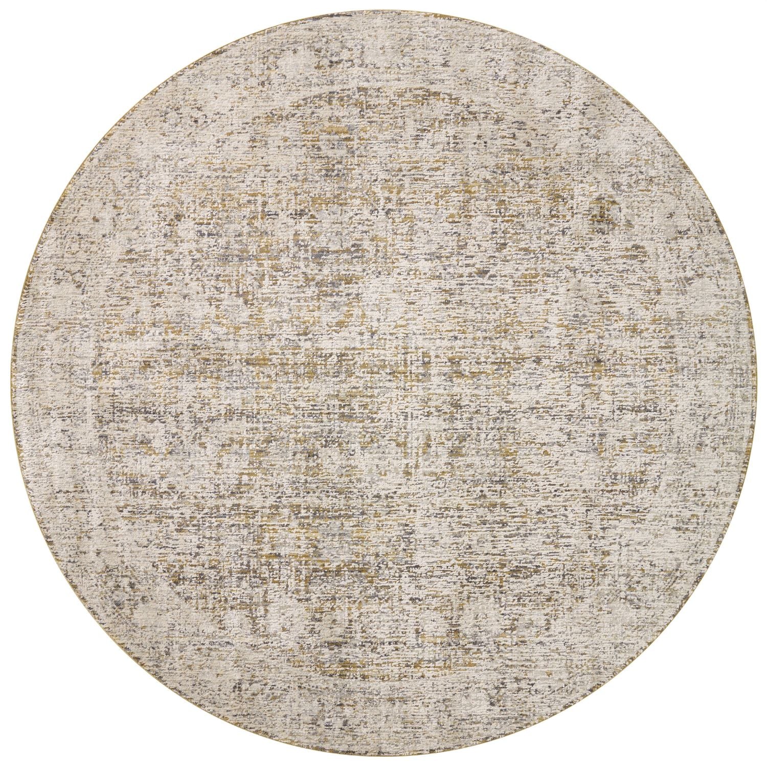 Amber Lewis x Loloi Alie Gold Beige Round Area Rug - Soft Boho Chic Home Decor for Living Room, Bedroom & Nursery