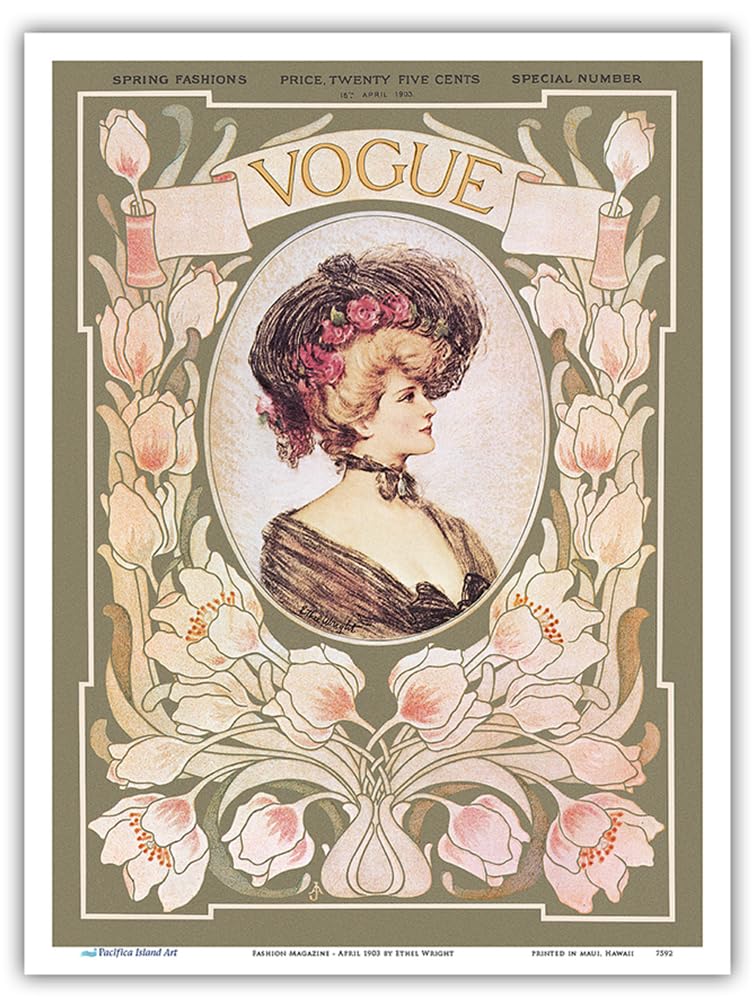 Vintage April 1903 Spring Fashion Magazine Cover Art Print by Ethel Wright - Unframed 9x12 Inch Wall Decor - Perfect for Home Office, Gallery Wall & Vintage Fashion Lovers