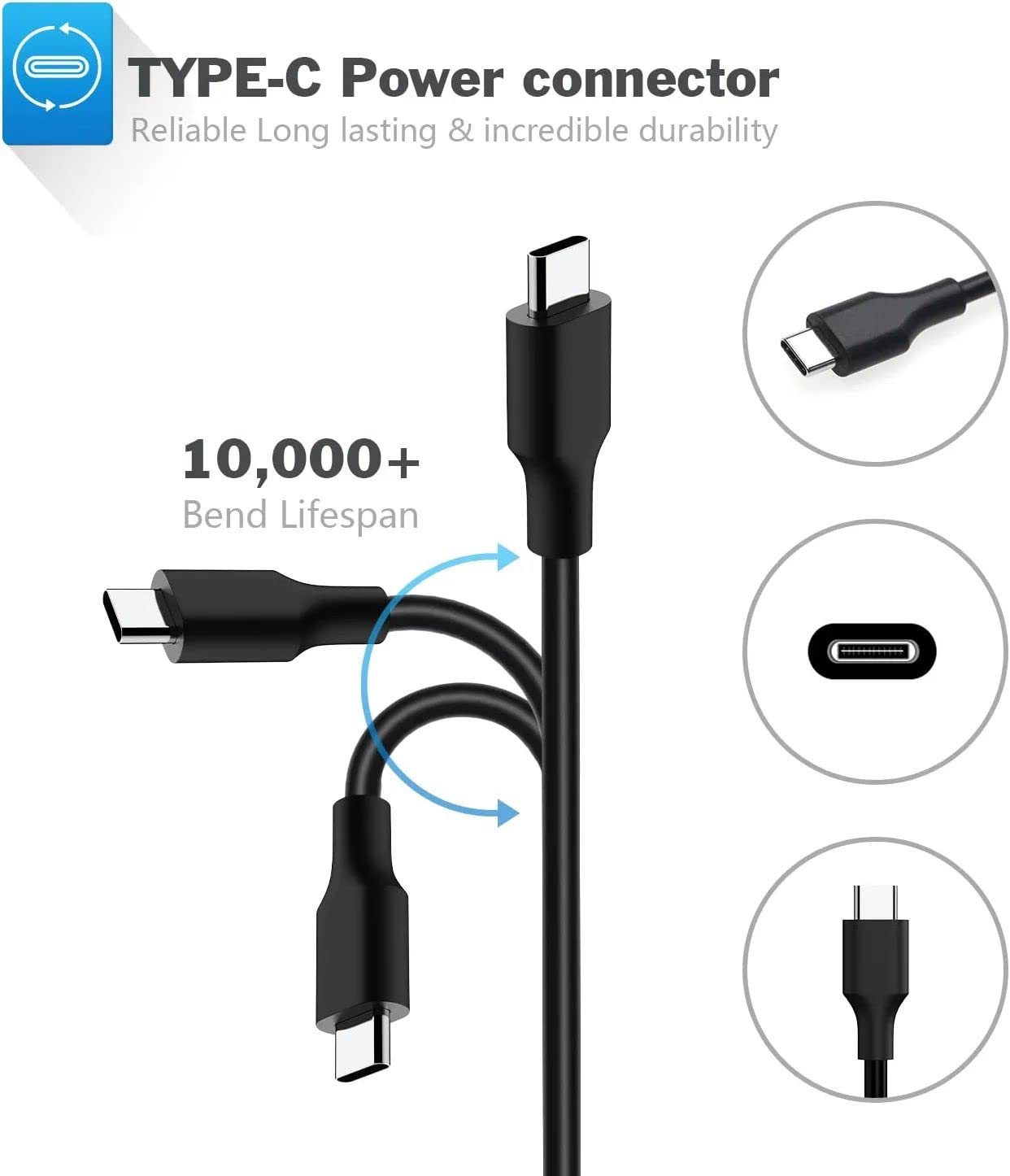 90W USB C Fast Charger for Dell, Lenovo, MacBook, HP, ASUS, Huawei & Xiaomi Laptops - Universal Type C Laptop Charger for Home, Office & Travel