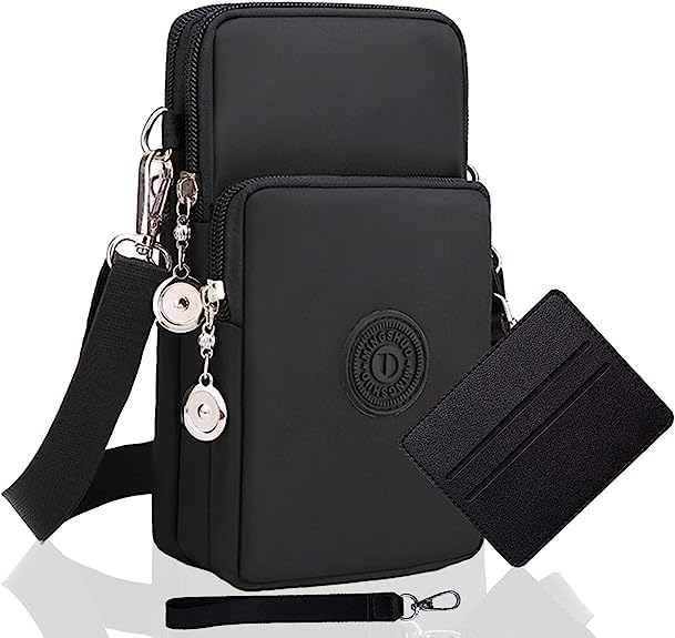 INBOLM Women's Crossbody Shoulder Bag - Small Nylon Phone Purse for Mobile, Wallet & Essentials, Black - Perfect for Travel, Shopping & Everyday Use