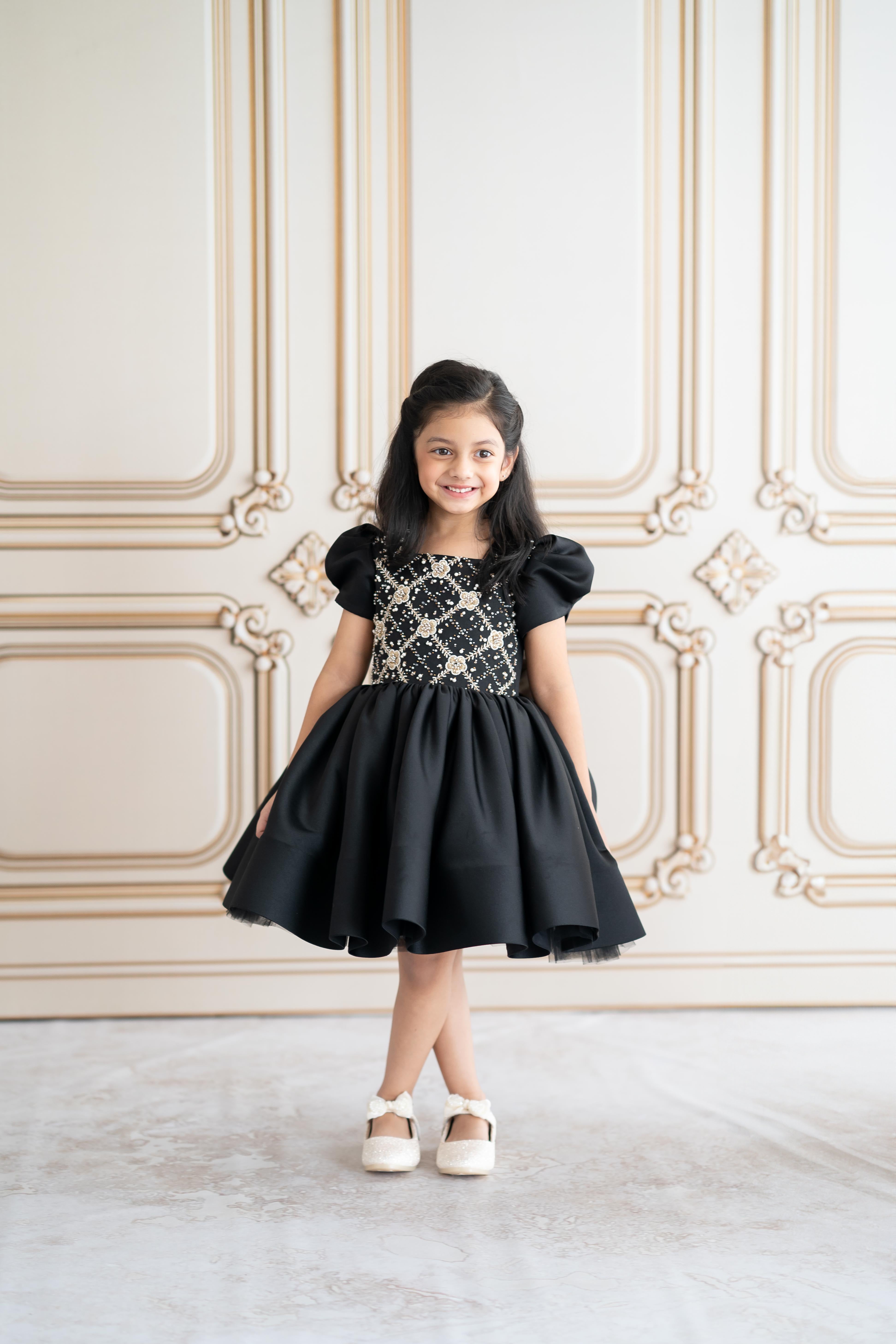 Elegant Black Satin Dress with Gold Embroidery - Women's Formal Evening Gown for Parties, Weddings & Special Occasions