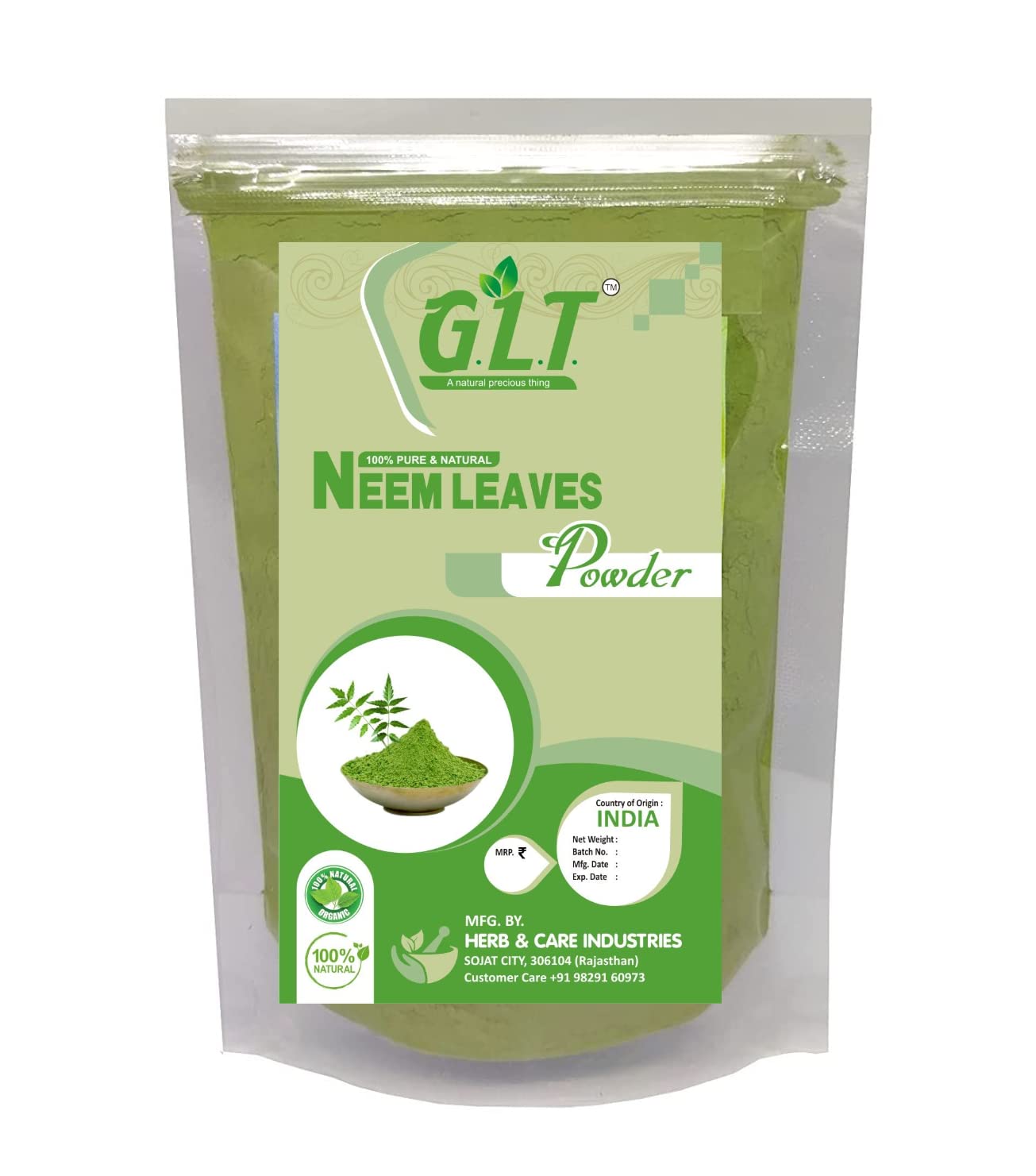 100% Pure Neem Powder for Face Mask & Hair Mask - 50G Natural Organic Skincare & Haircare Treatment - DIY Beauty Remedies for Acne, Dandruff & Scalp Health