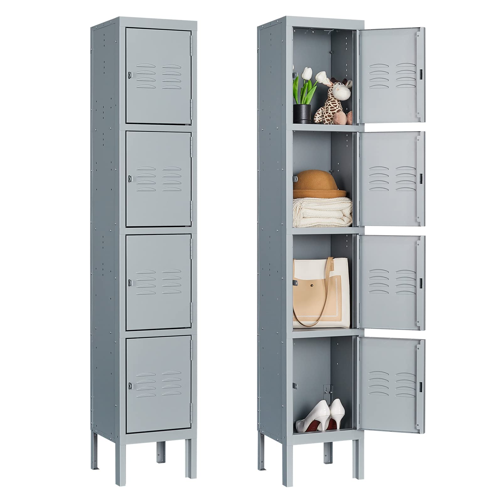 STANI Heavy Duty Metal Locker with Lock - Secure Employee Storage Cabinet for Home, Gym, School & Office - Tall Steel Locker for Clothes, Shoes & Equipment Storage (Ideal for Lockers, Changing Rooms & Secure Storage Areas)