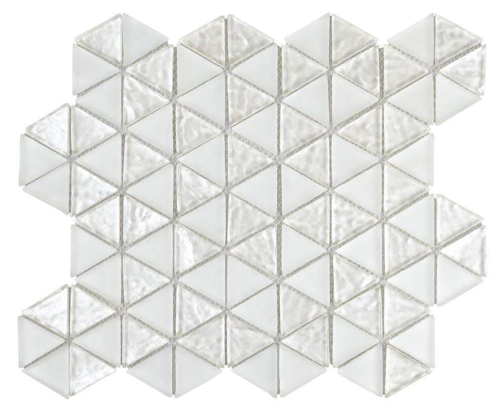 White Pearl Glass Mosaic Triangle Tiles for Kitchen Backsplash, Bathroom Wall, and Pool Decor - Stunning DIY Home Improvement Solution