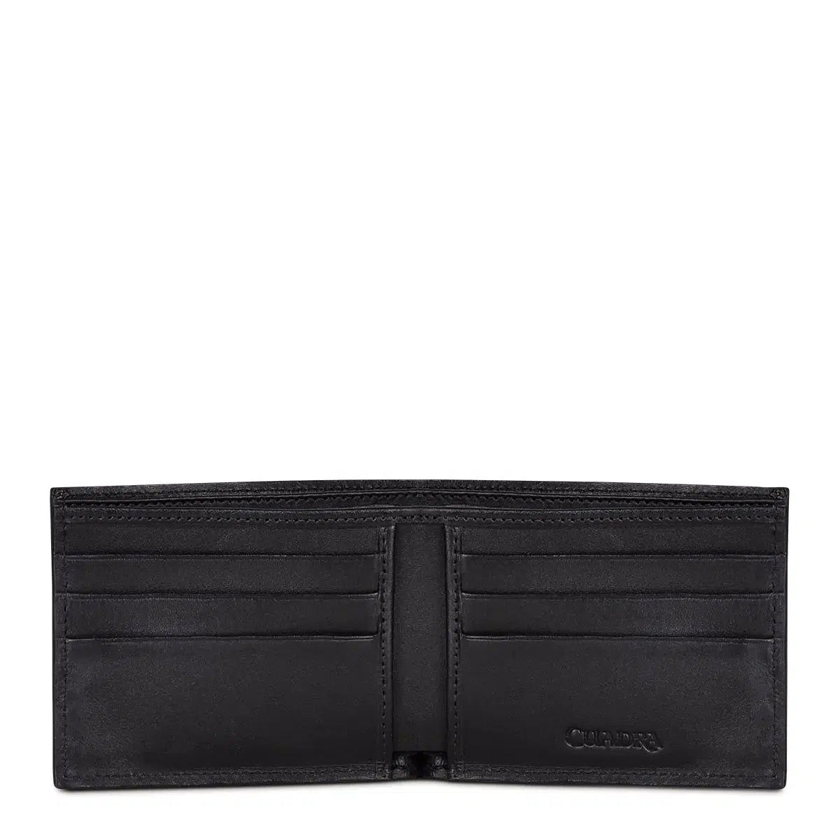 Premium Cuadra Black Classic Ostrich Leg Bifold Wallet for Men - Genuine Leather Luxury Wallet for Business & Everyday Use