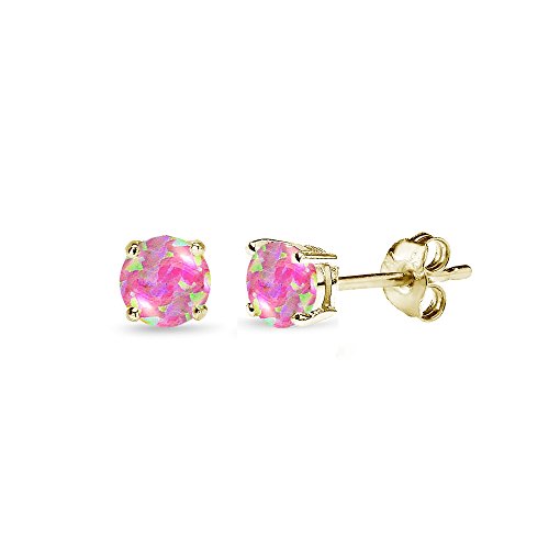 4mm Pink Opal - Gold Flash Silver