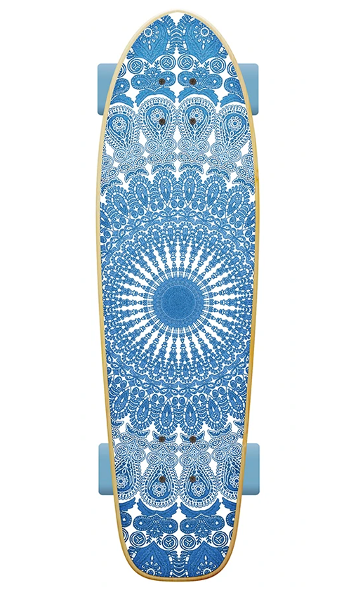 OBfive Mandala Cruiser Blue 28 Inch Skateboard - Perfect for Commuting, Campus Riding & Street Cruising
