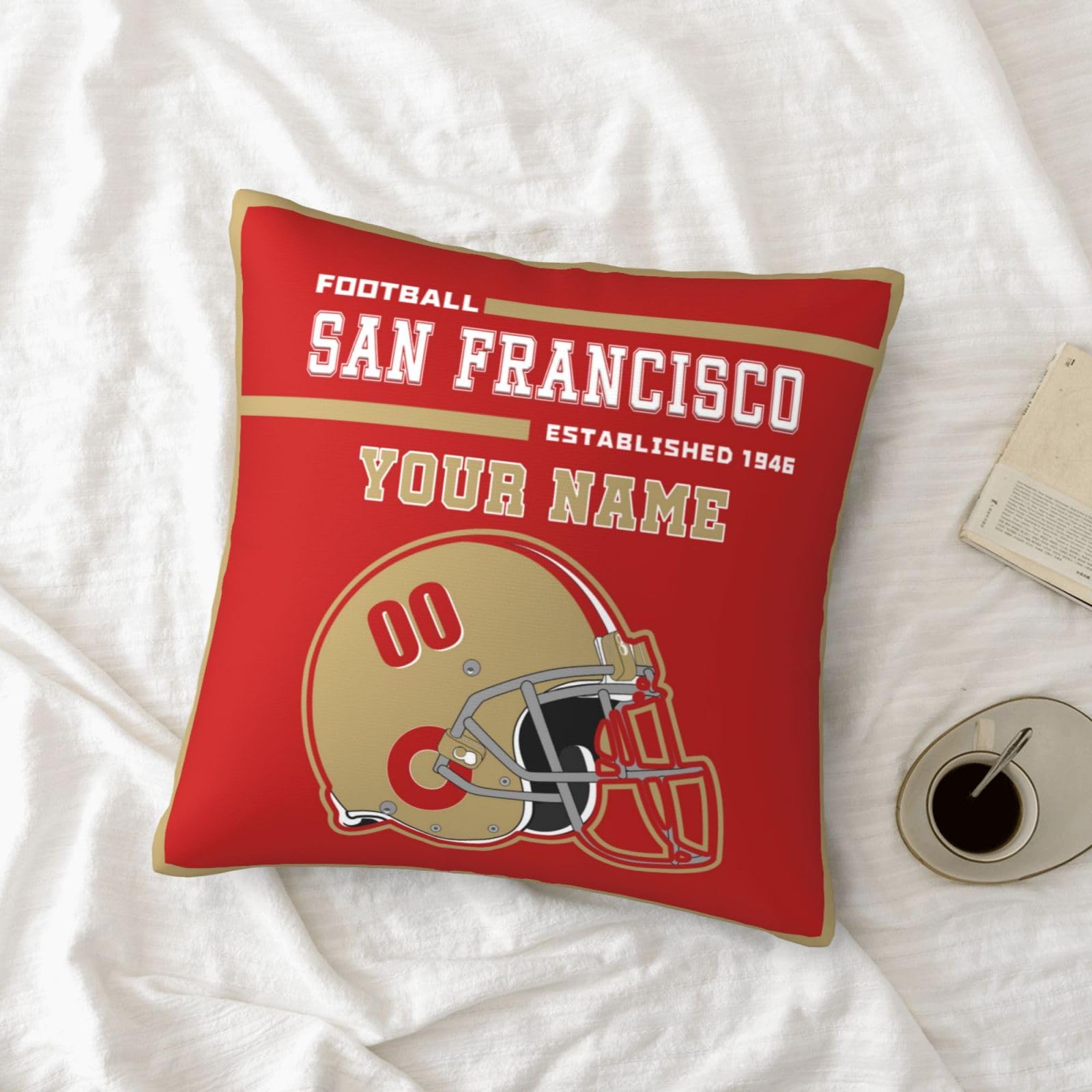 Custom San Francisco Throw Pillow Covers - Personalized Name & Number Pillowcases for Sports Fans - Unique Gifts for Men, Women & Youth - Perfect for Home Decor, Game Day & Fan Gifts