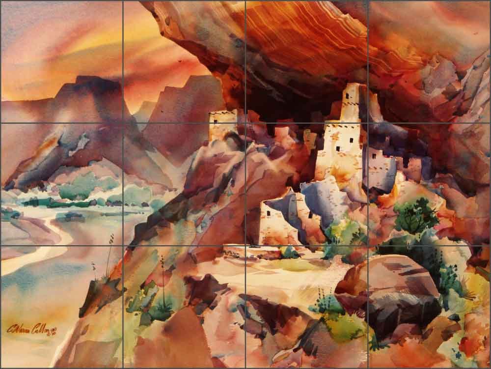 Southwest Art Ceramic Tile Mural Backsplash - Ancient Nation by Warren Cullar (32