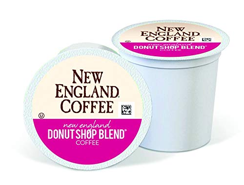New England Coffee Donut Shop Blend Light Roast Single Serve Pods - 128 Count (4 Boxes of 32) - Perfect for Keurig Brewers, Office Coffee Stations & Morning Routines
