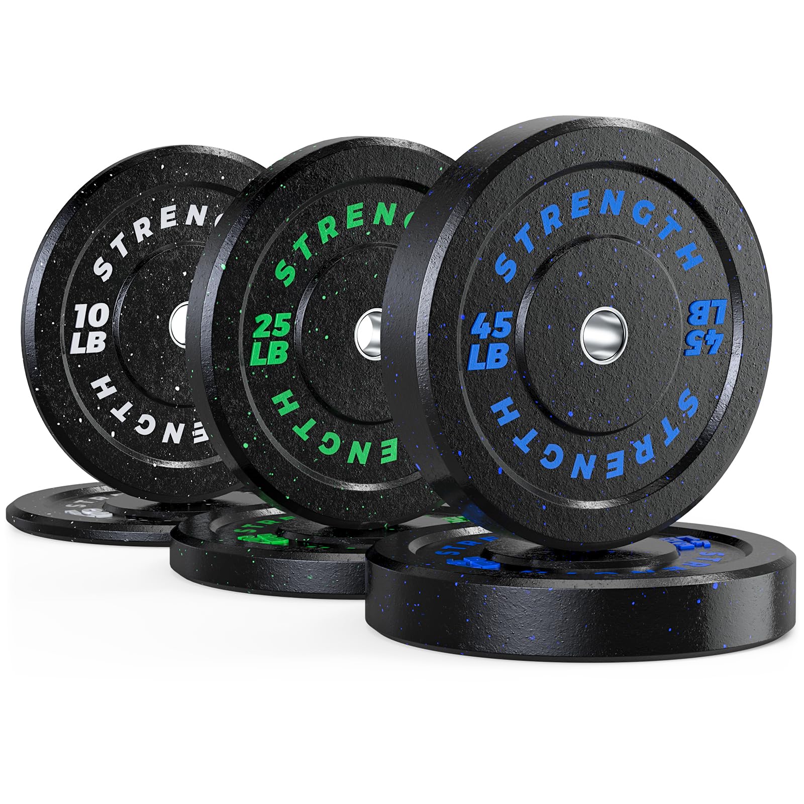 GIKPAL Olympic Bumper Plates Set - 2 Inch Hole 100% Rubber Weight Plates for Home Gym Strength Training - Crushproof & Noise Reduction Barbell Weights for CrossFit, Powerlifting & Functional Fitness Workouts