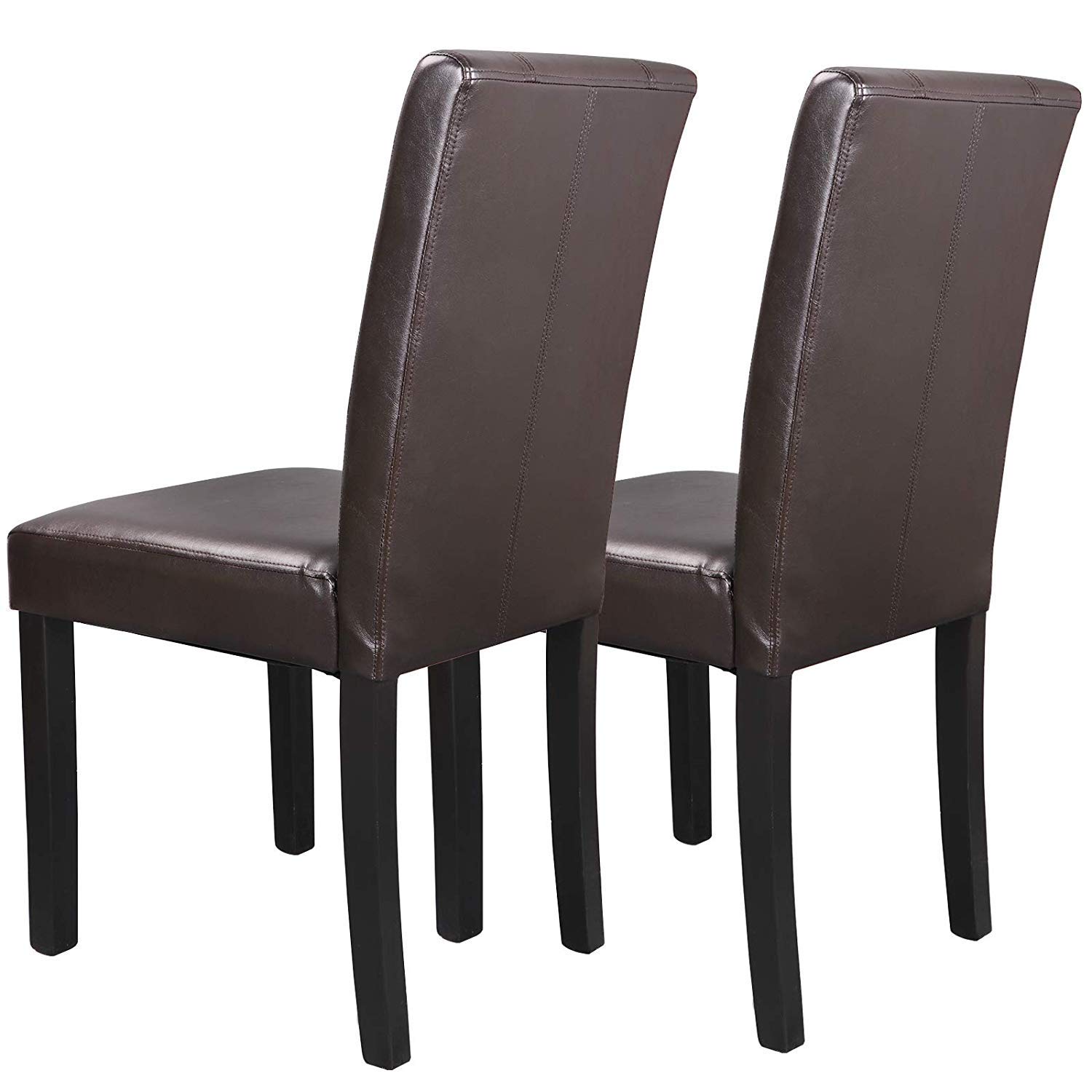 Solid Wood Leatherette Padded Dining Chairs Set of 2 - Modern Kitchen & Dining Room Parson Chairs for Home, Restaurant, and Office Use