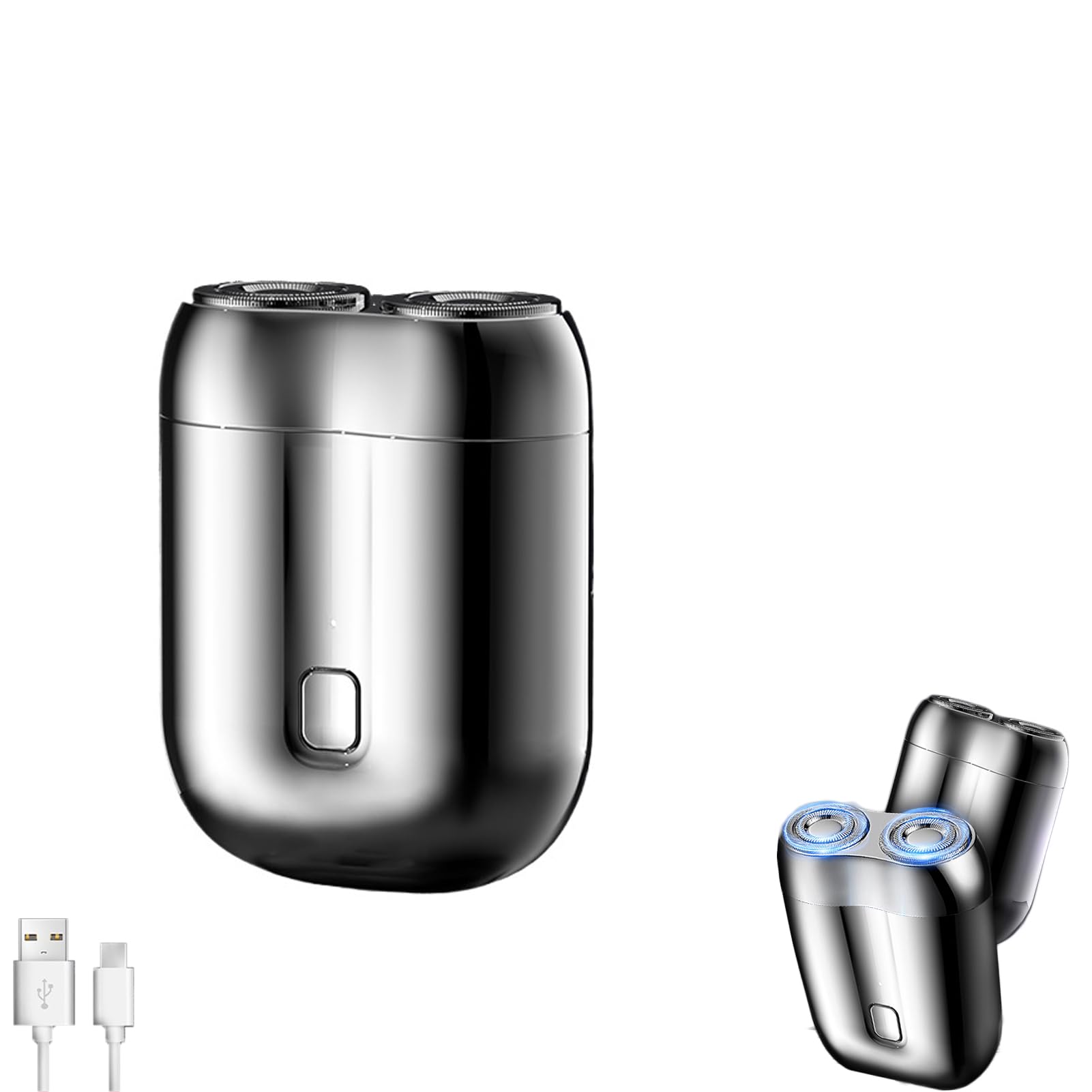 Mini Dual-Head Electric Razor for Men - Cordless Rechargeable Shaver with Precision Trimmer - Perfect for Travel, Gym & Daily Grooming